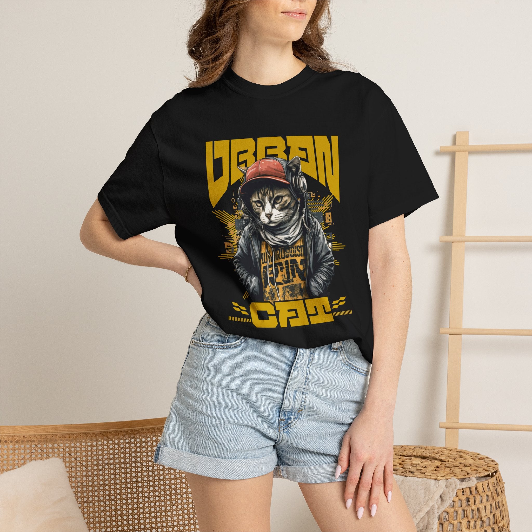 Urban Cat T-Shirt — Retro Streetwear Graphic Tee with Cool Cat Design