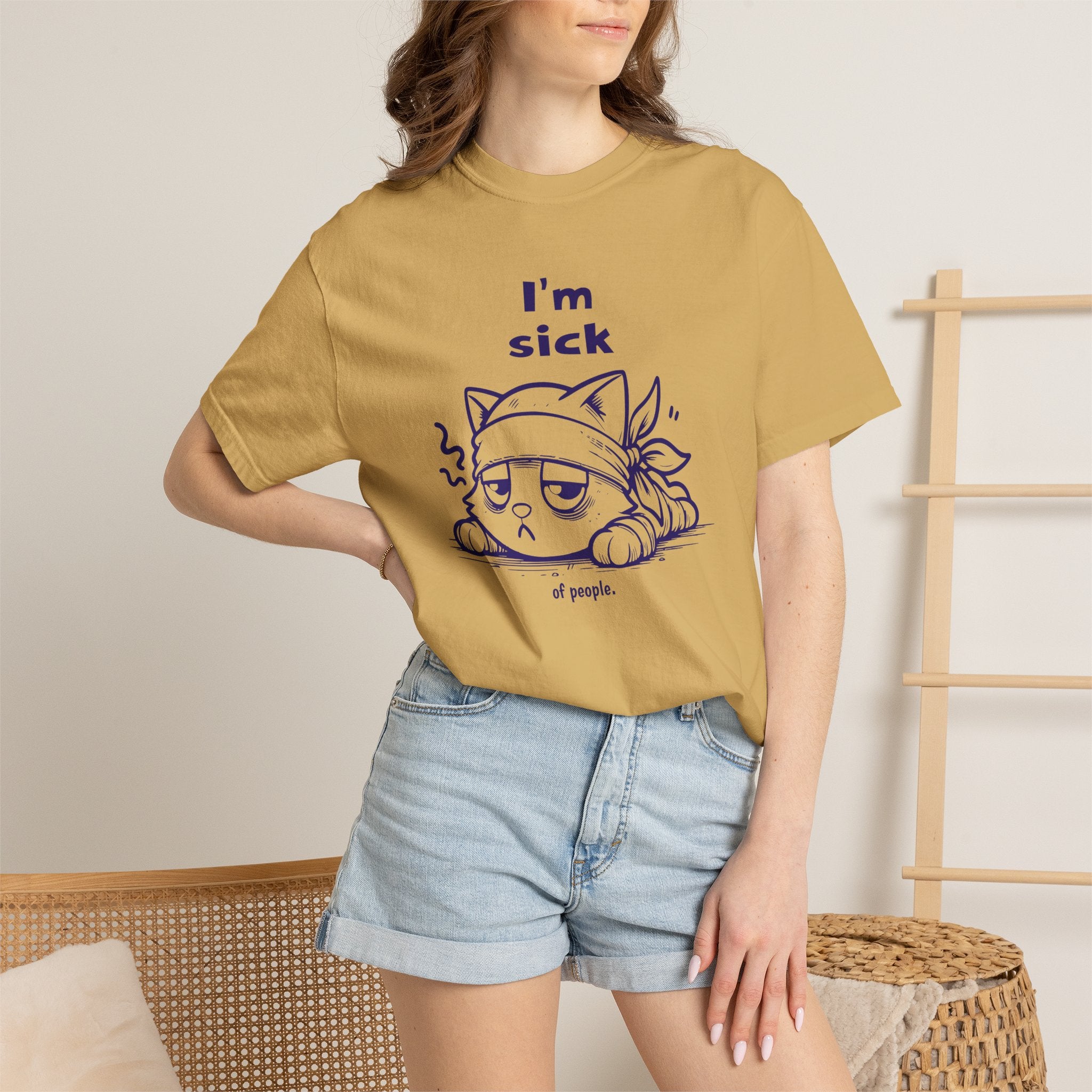 T-Shirt — “I’m Sick of People” Cute Grumpy Cat Graphic Tee