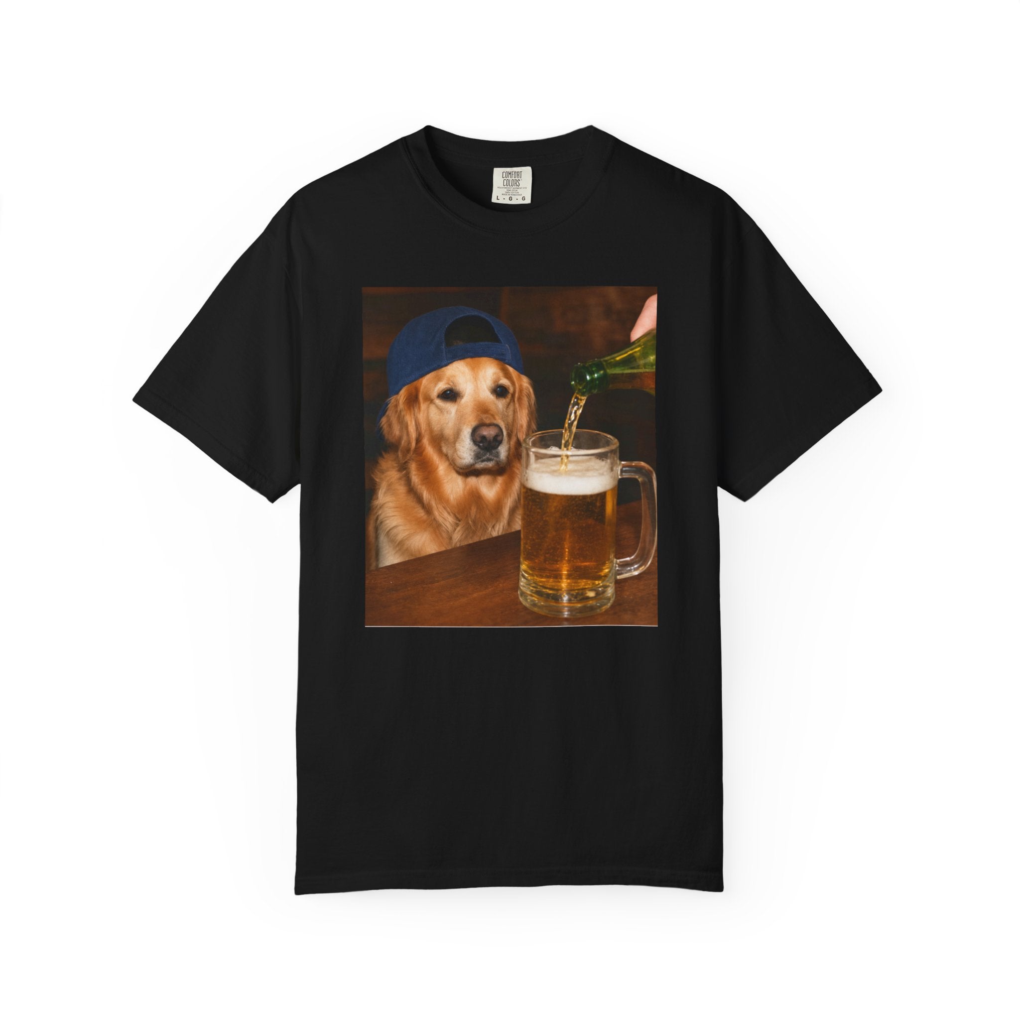 Golden Retriever Beer T-Shirt — Funny Dog Drinking Beer Graphic Tee