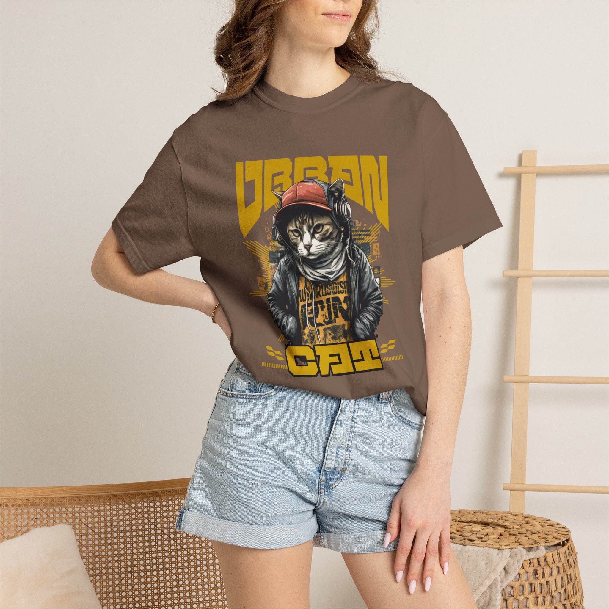 Urban Cat T-Shirt — Retro Streetwear Graphic Tee with Cool Cat Design