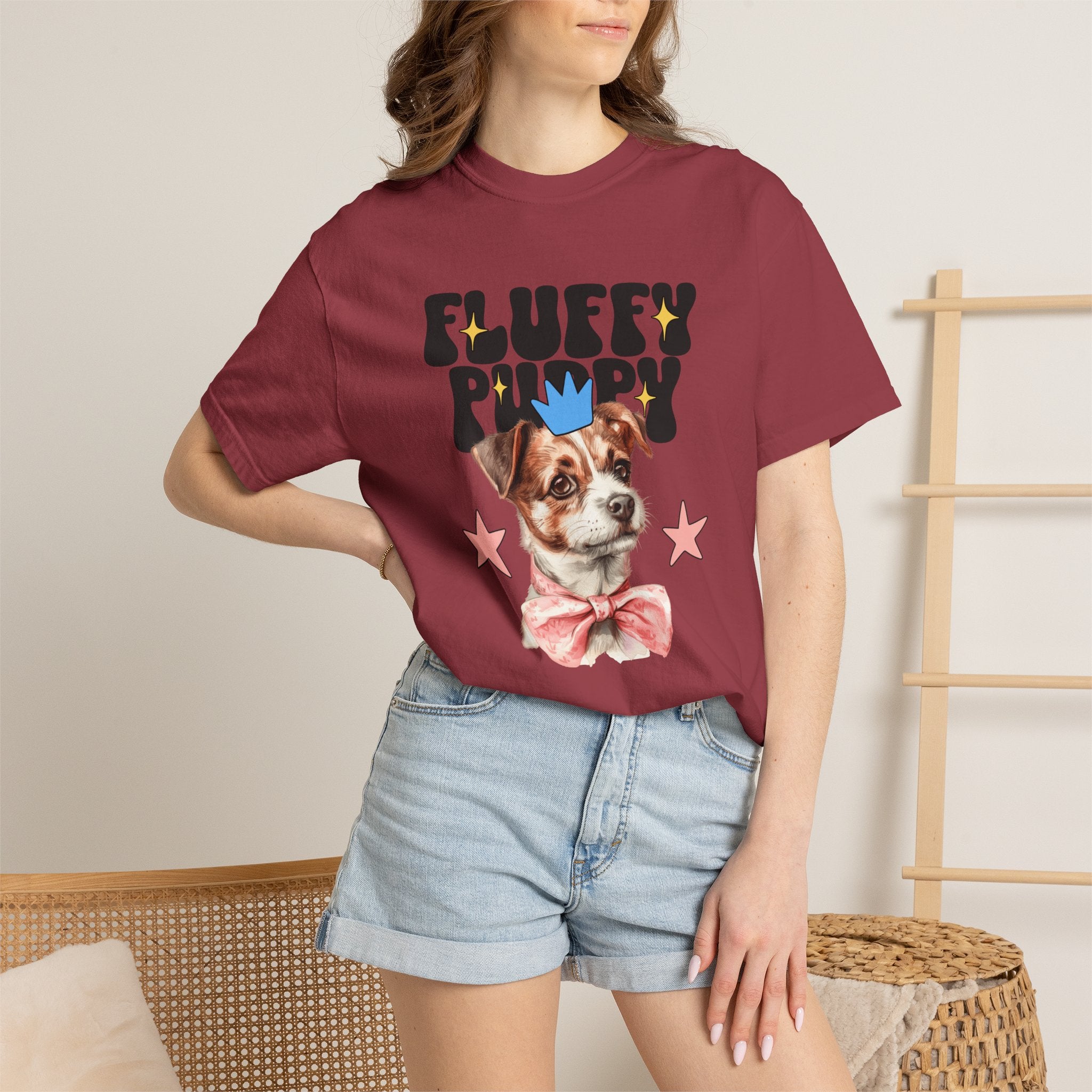 Fluffy Puppy Graphic T-Shirt — Cute Dog Portrait Tee