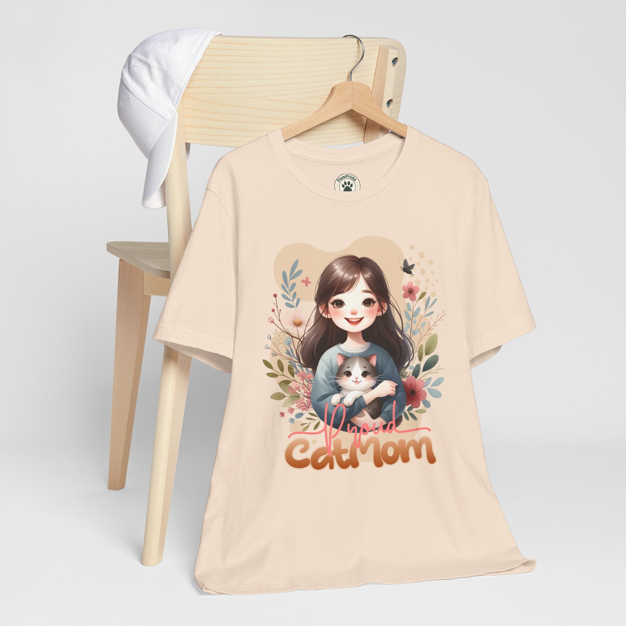 Cat Mom T-Shirt — Cute Floral Illustration Tee for Women Cat Lovers