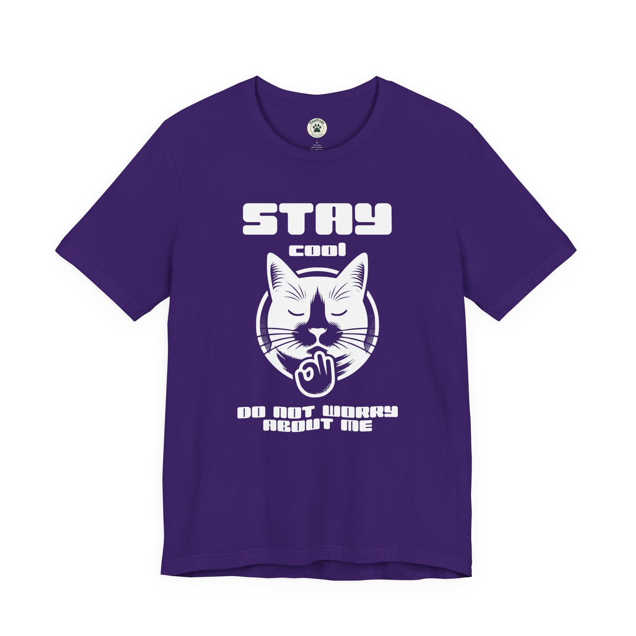 Stay Calm Cat T-Shirt — Cute Grumpy Cat Graphic Tee ("Stay Calm — Do Not Disturb" )