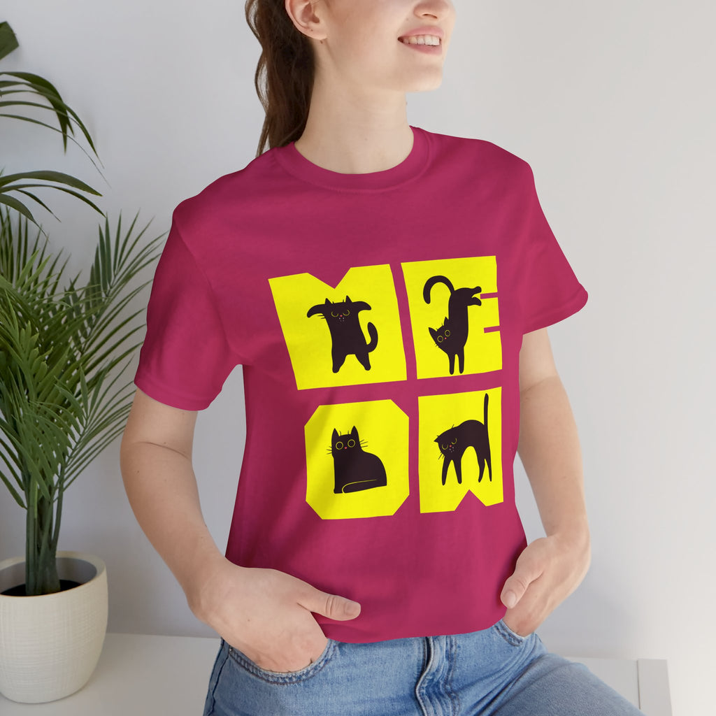 Cat Silhouette Tee — Yellow Block Cats Graphic T-Shirt