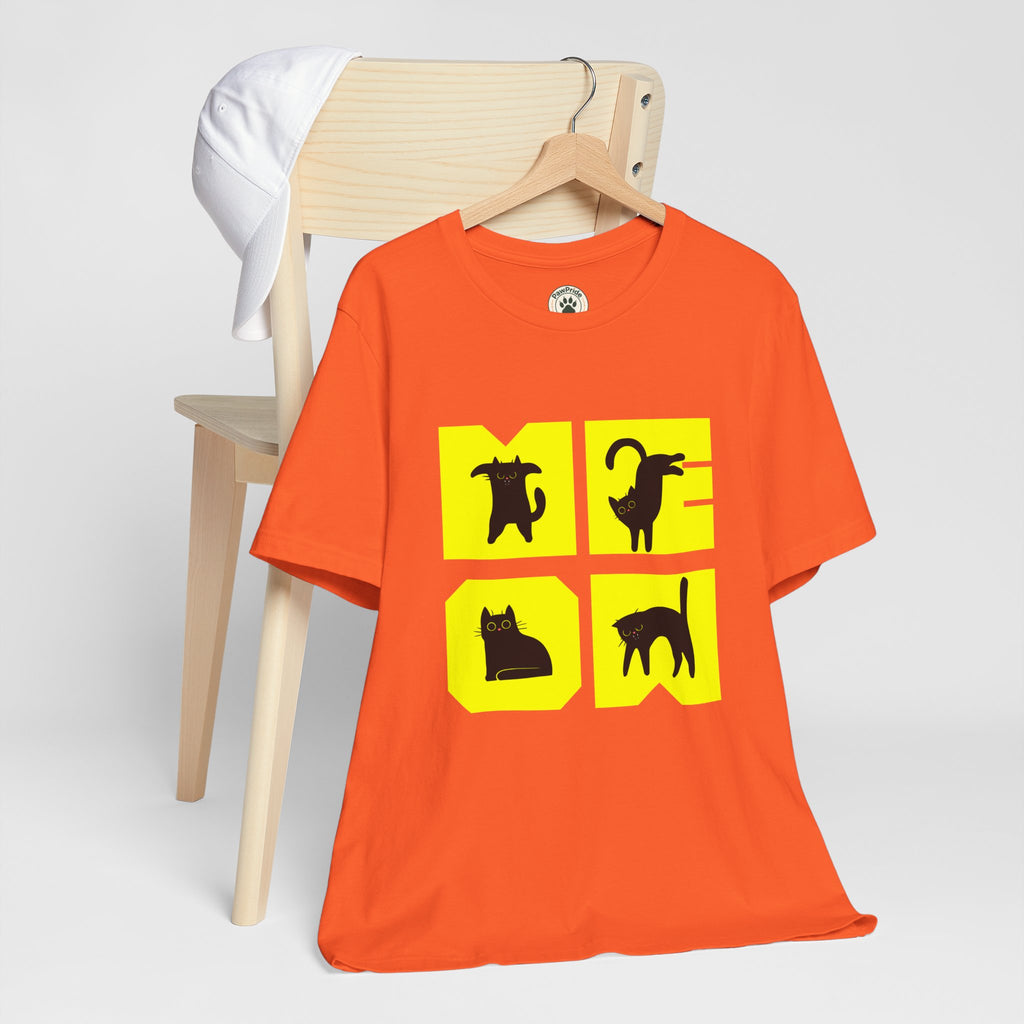 Cat Silhouette Tee — Yellow Block Cats Graphic T-Shirt