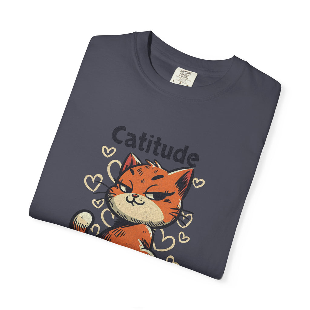 Catitude T-Shirt — Cute Orange Cat Graphic Tee, "Deal with it, human!"