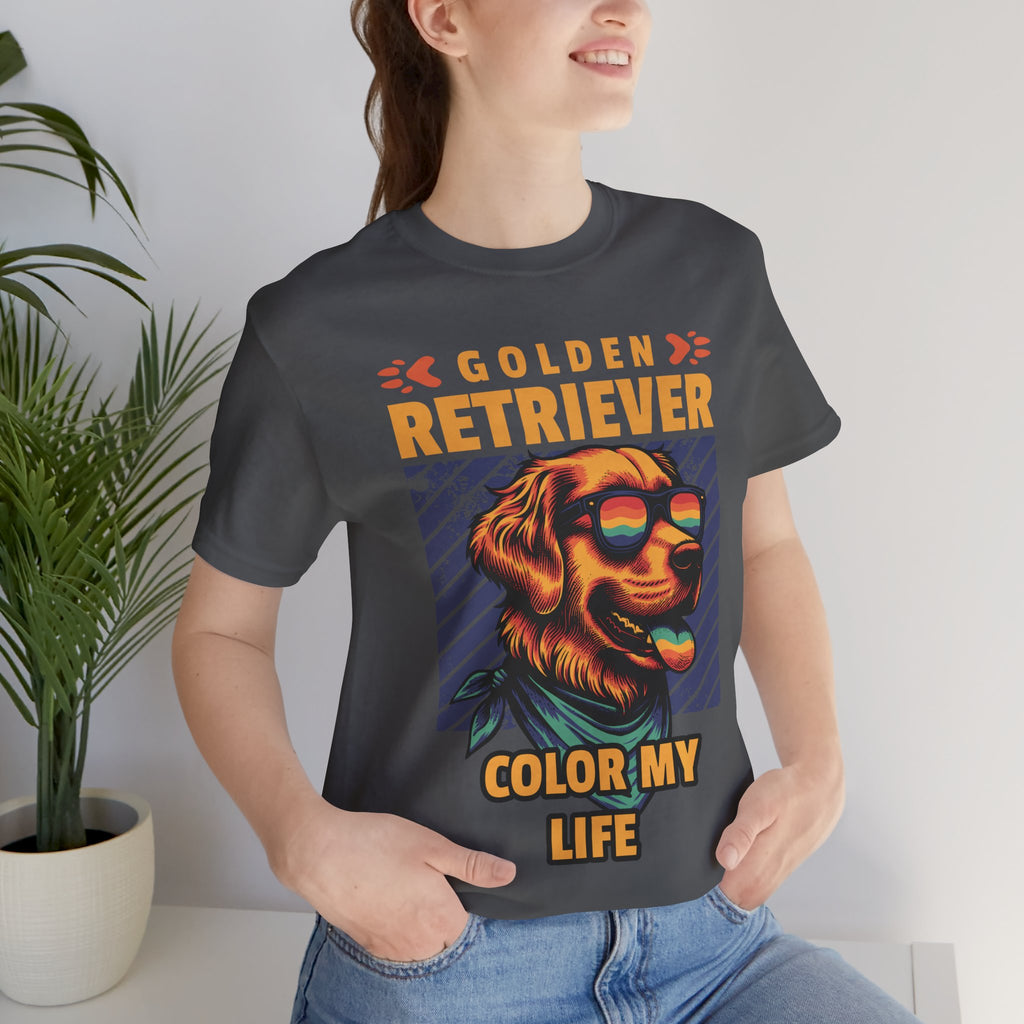 Golden Retriever T‑Shirt — 'Color My Life' Retro Dog Graphic Tee