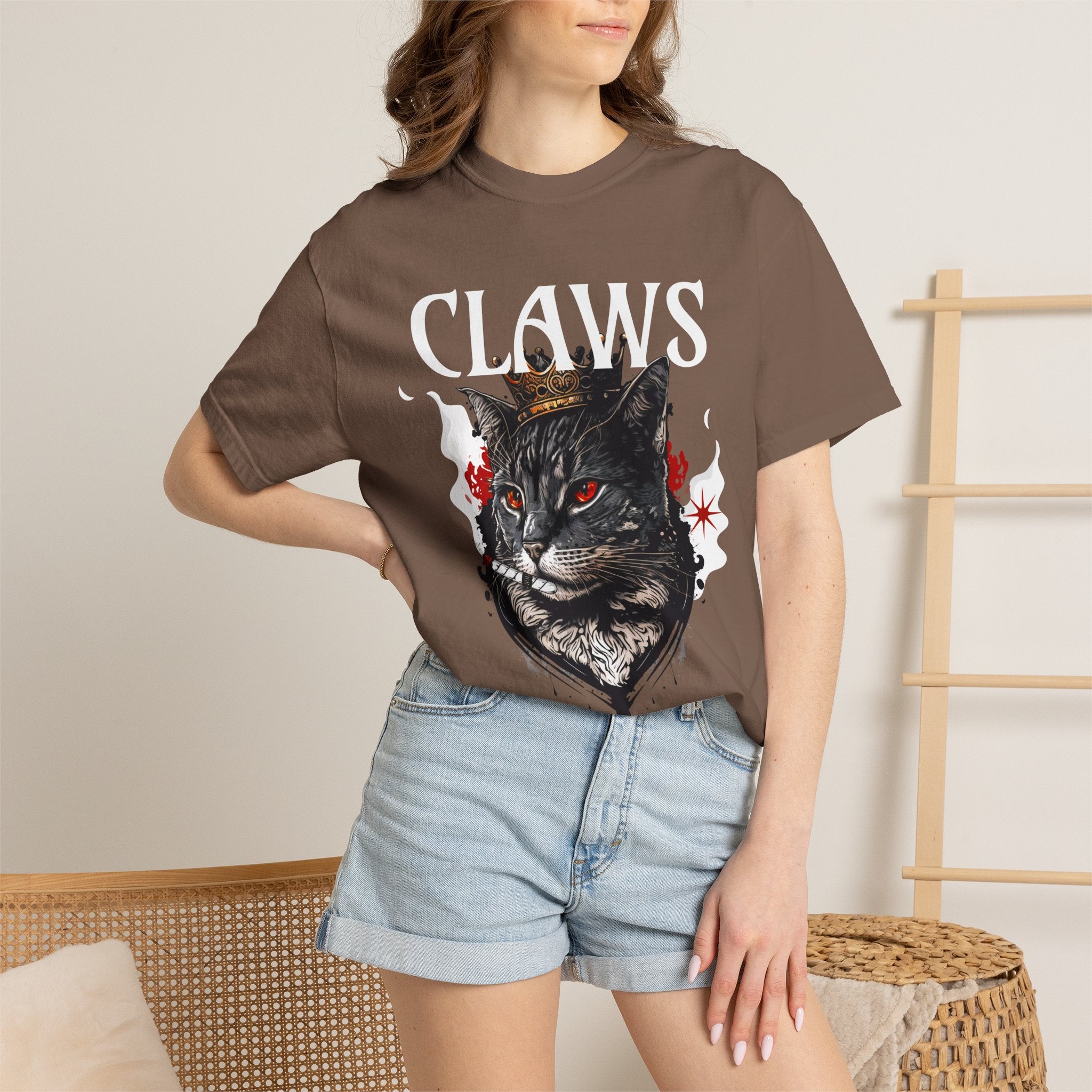 Claws Black Cat Graphic T-Shirt — Gothic Vintage Cat Tee