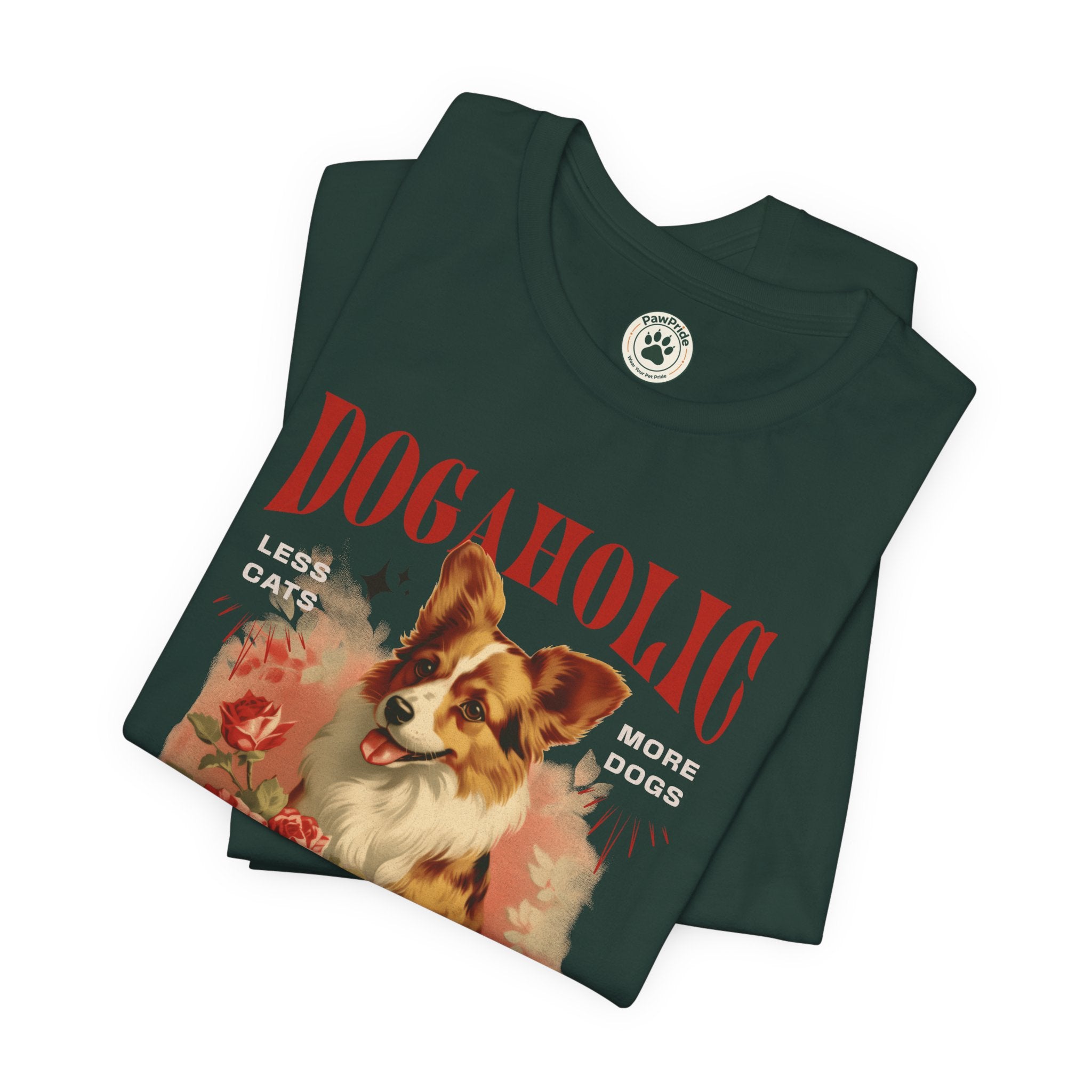 Dogaholic Graphic Tee — Vintage Floral Dog Lover T-Shirt