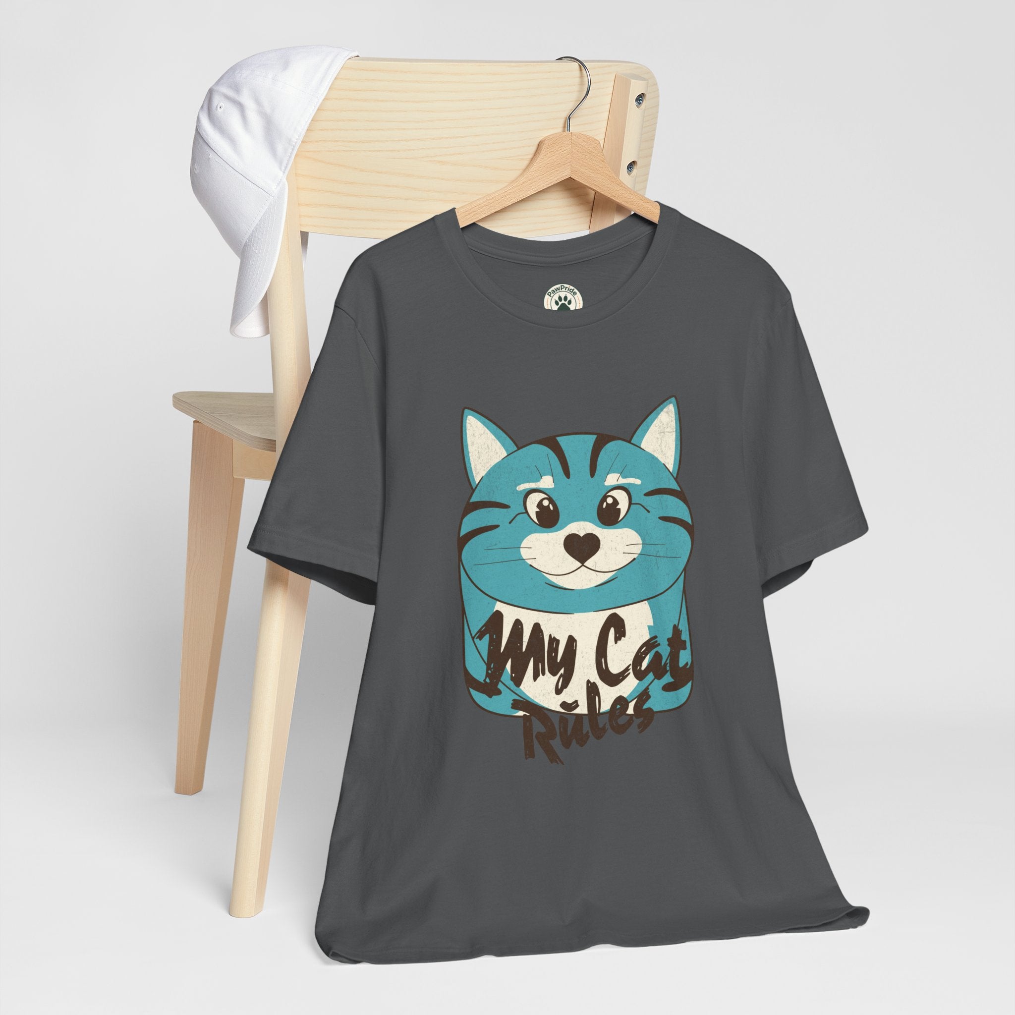 My Cat Rules T-Shirt — Cute Blue Cat Graphic Tee for Cat Lovers
