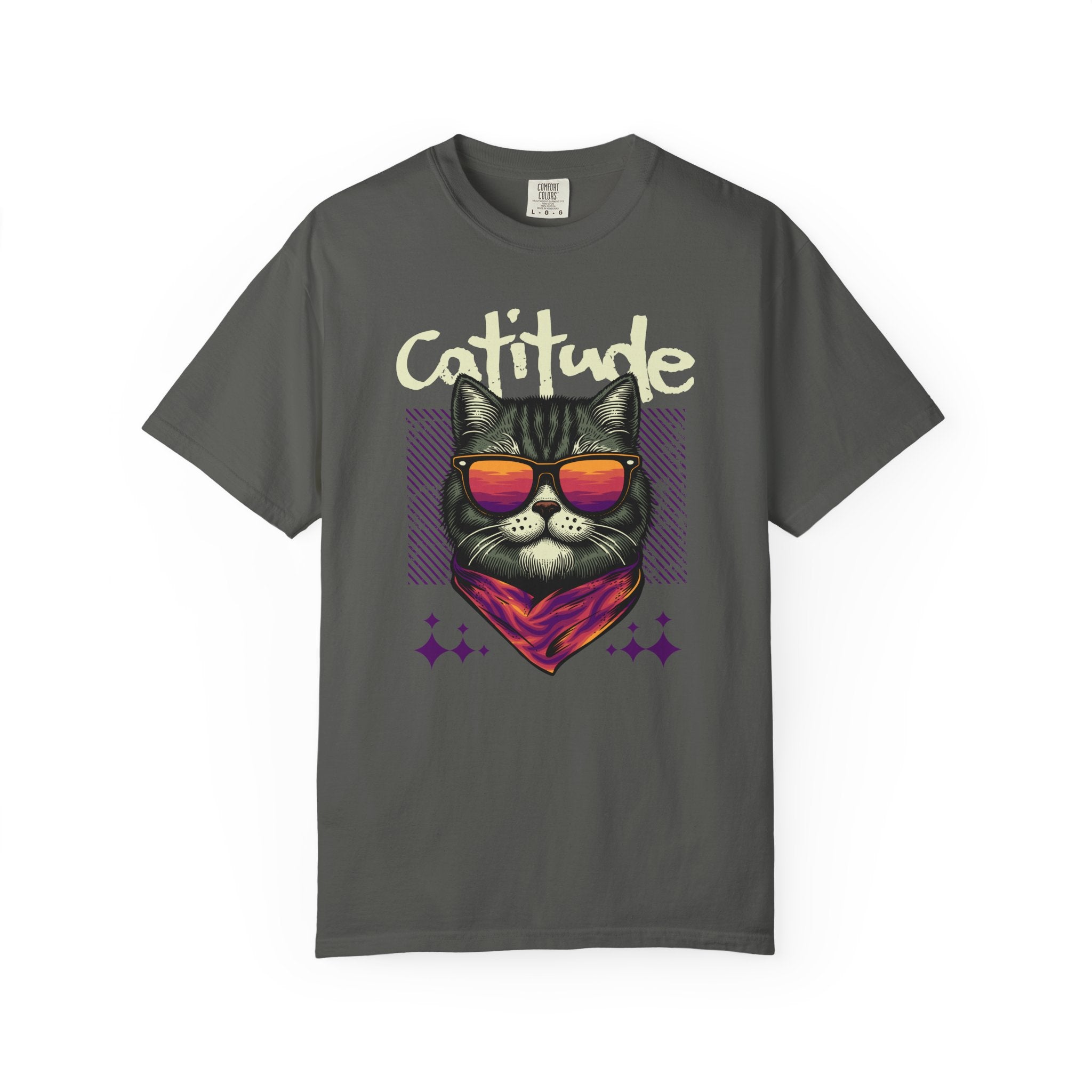Cattitude Cat Tee — Retro Sunglasses & Bandana Graphic T-Shirt