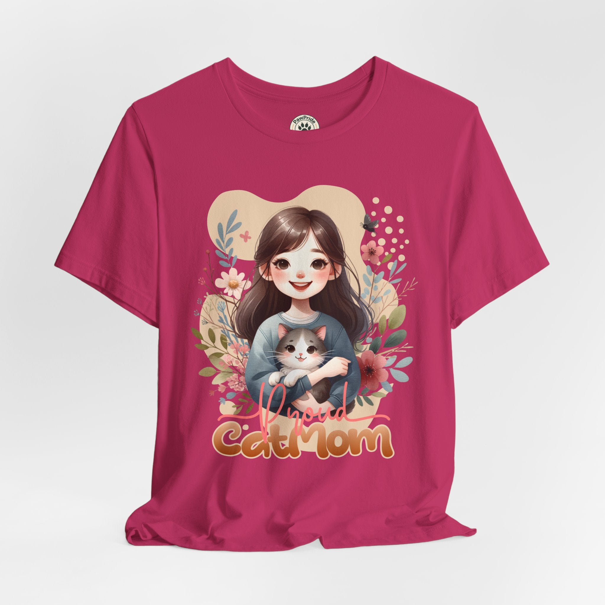 Cat Mom T-Shirt — Cute Floral Illustration Tee for Women Cat Lovers