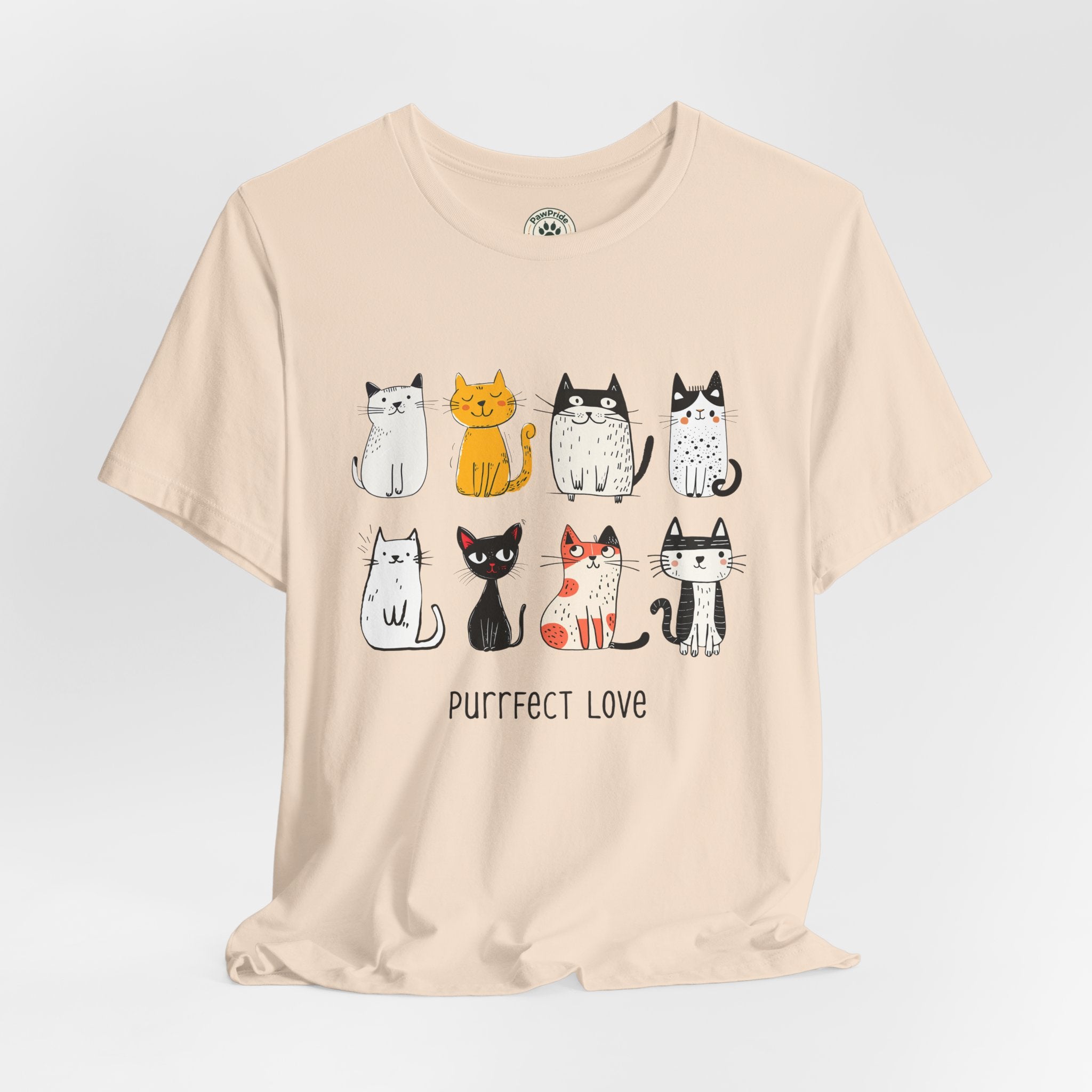 Purrfect Love Cat T-Shirt — Cute Cartoon Cats Tee for Cat Lovers