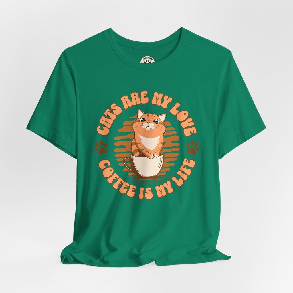 Cat & Coffee Tee — "Cats Are My Love, Coffee Is My Life" Cute Graphic T‑Shirt