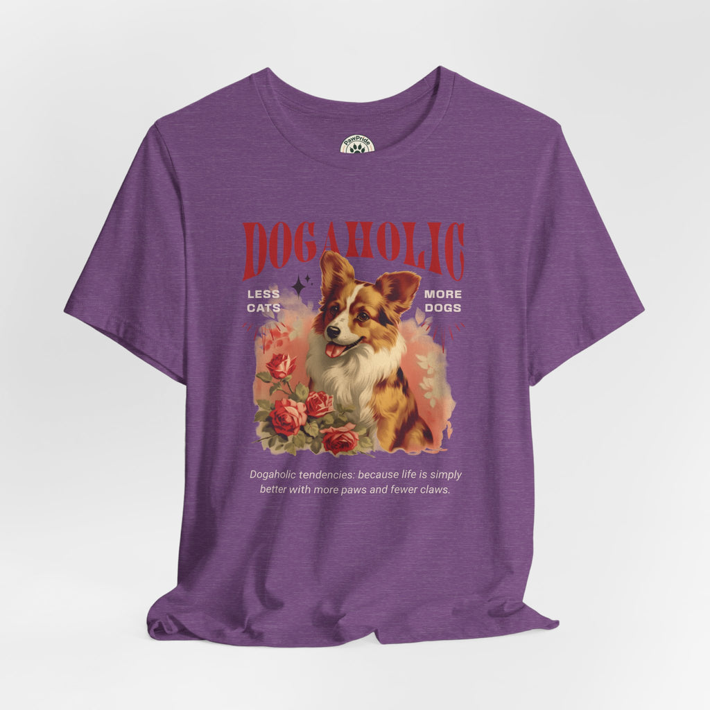 Dogaholic Graphic Tee — Vintage Floral Dog Lover T-Shirt