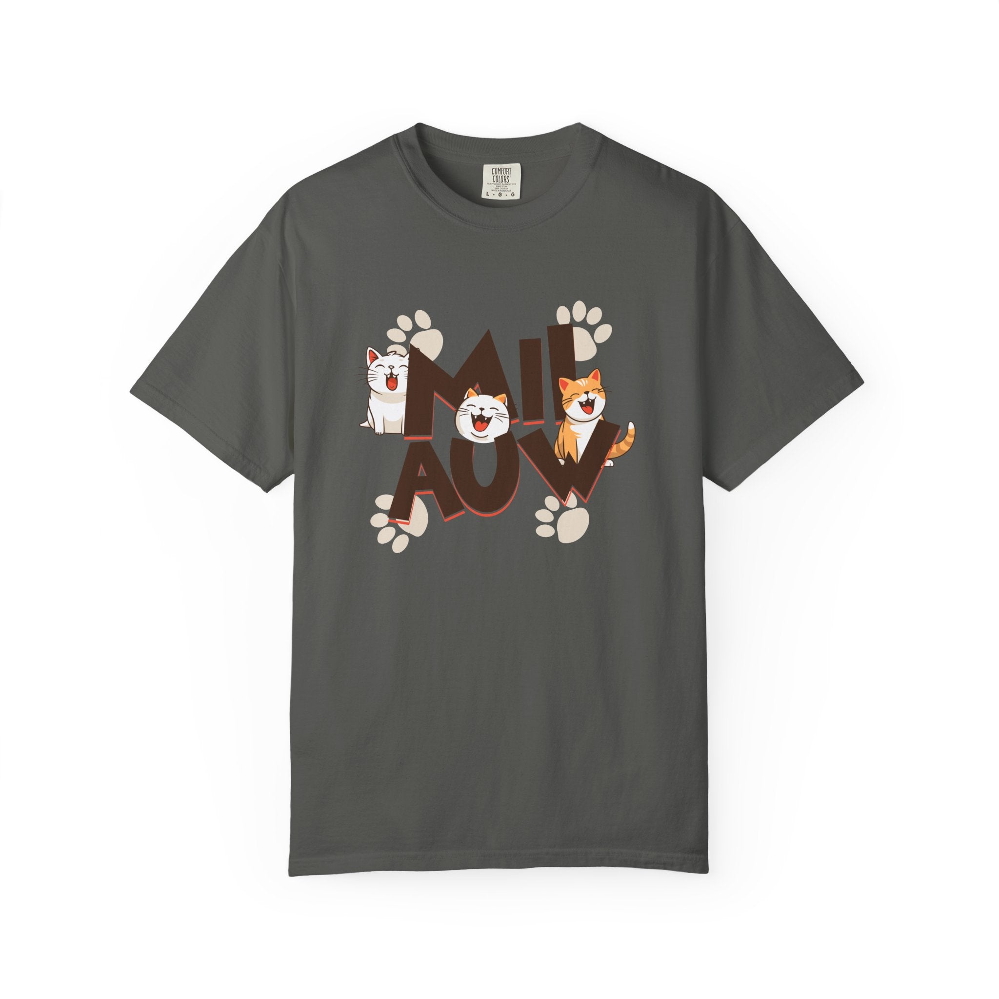 Cat Paw 'MIAOU' Graphic T-Shirt — Cute Cat Lover Tee