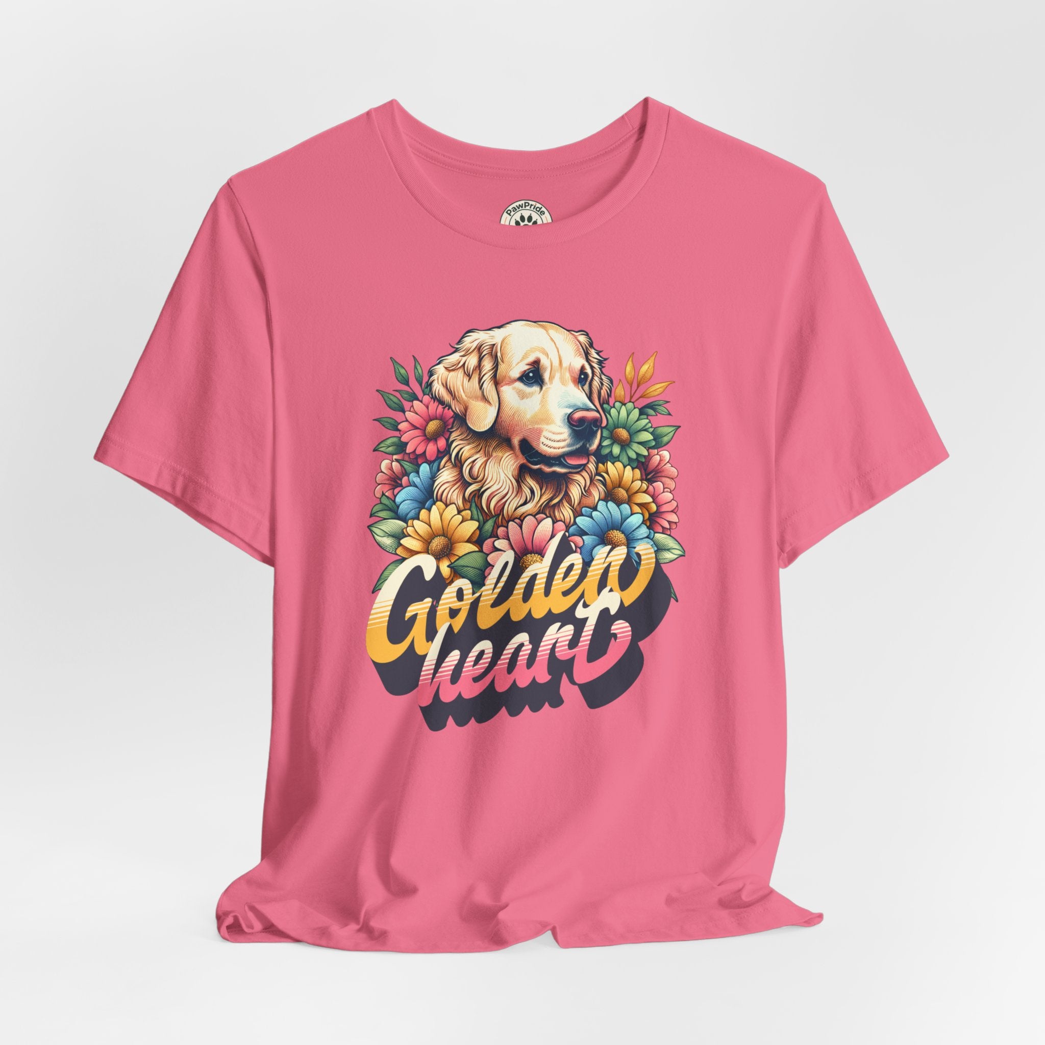 Golden Heart T-Shirt — Retro Floral Golden Retriever Tee