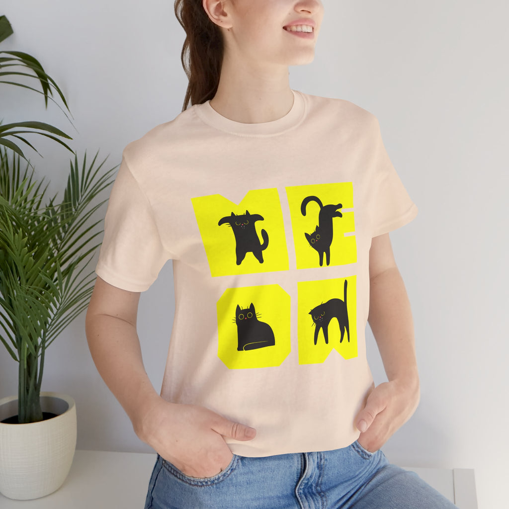 Cat Silhouette Tee — Yellow Block Cats Graphic T-Shirt