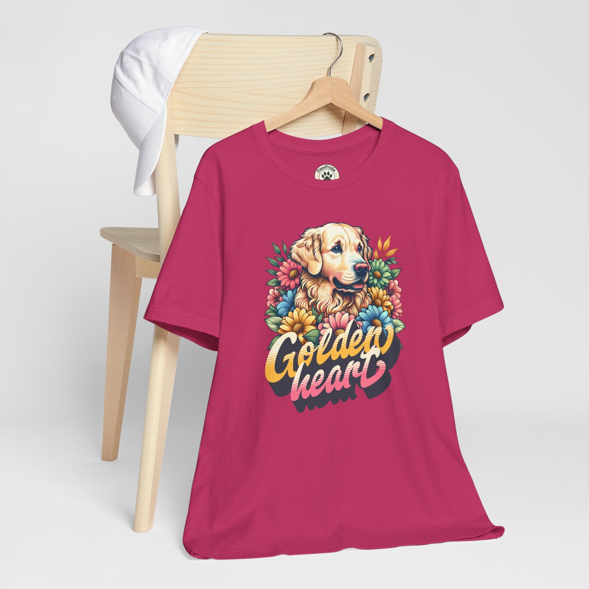 Golden Heart T-Shirt — Retro Floral Golden Retriever Tee
