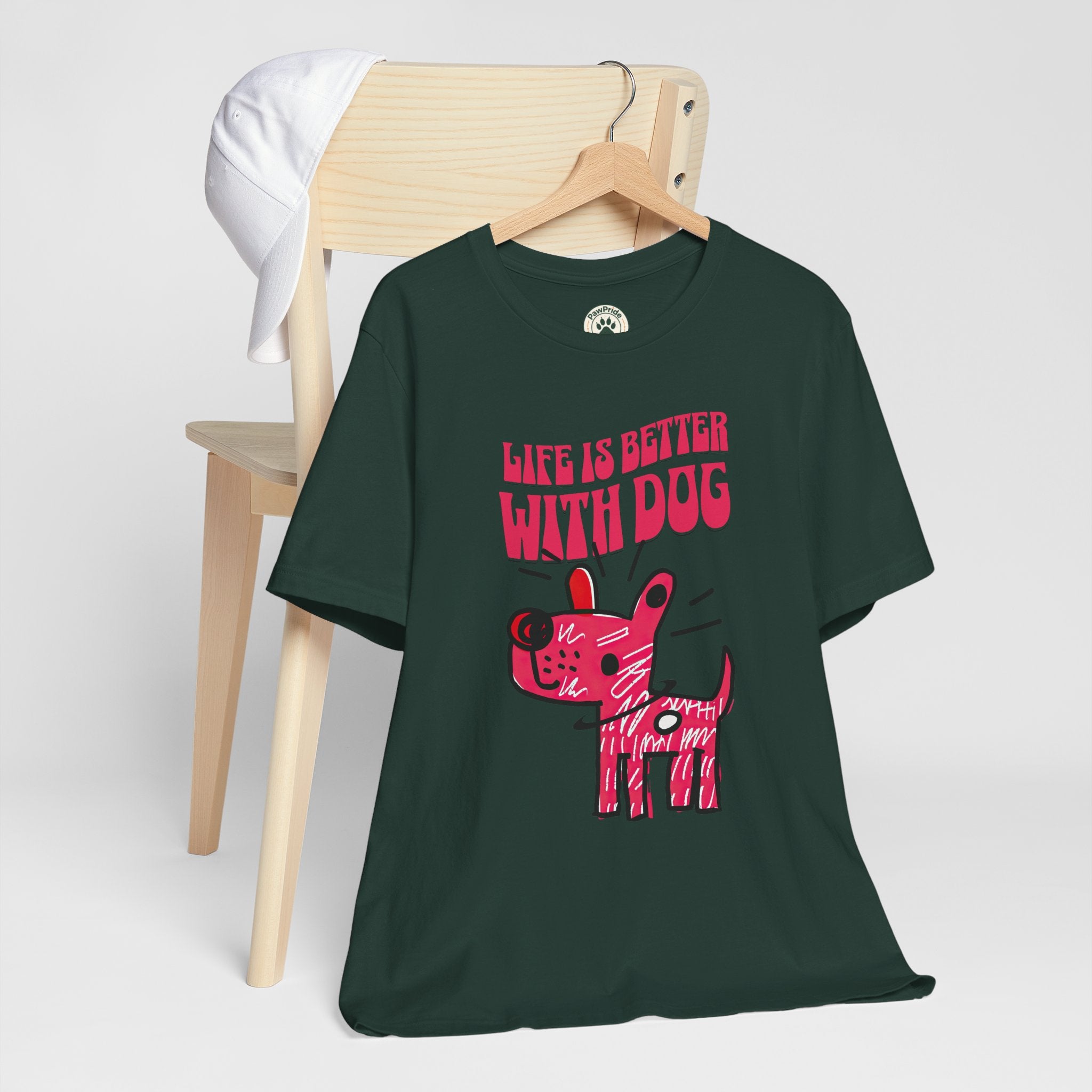 Dog Lover T-Shirt — "Life Is Better With Dog" Cute Pink Pup Graphic Tee