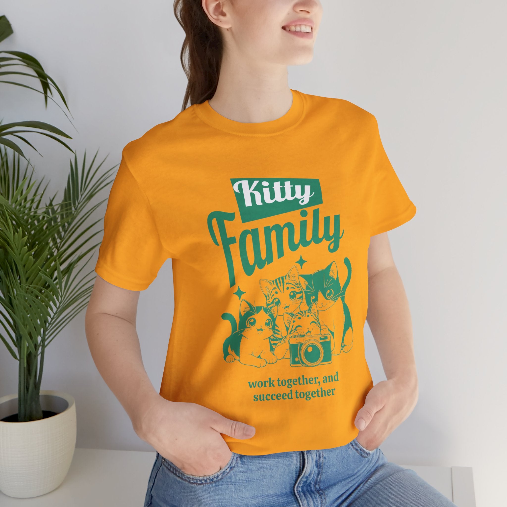 Kitty Family Tee — 'Work Together, and Succeed Together' Cat Graphic Shirt