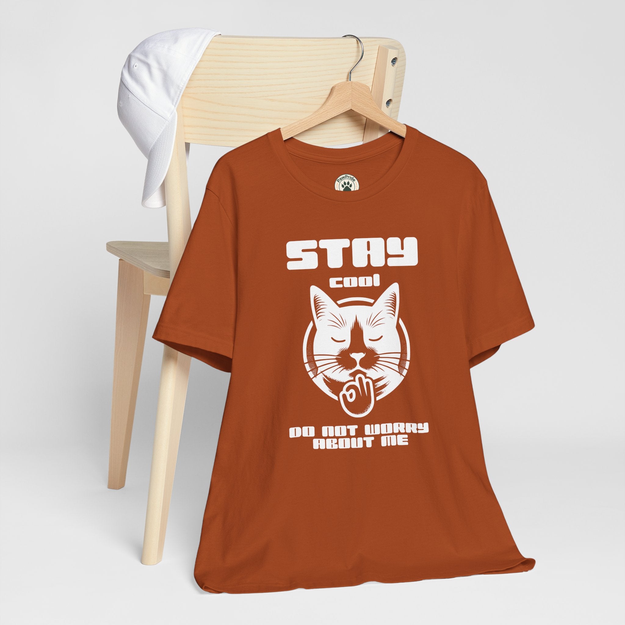 Stay Calm Cat T-Shirt — Cute Grumpy Cat Graphic Tee ("Stay Calm — Do Not Disturb" )