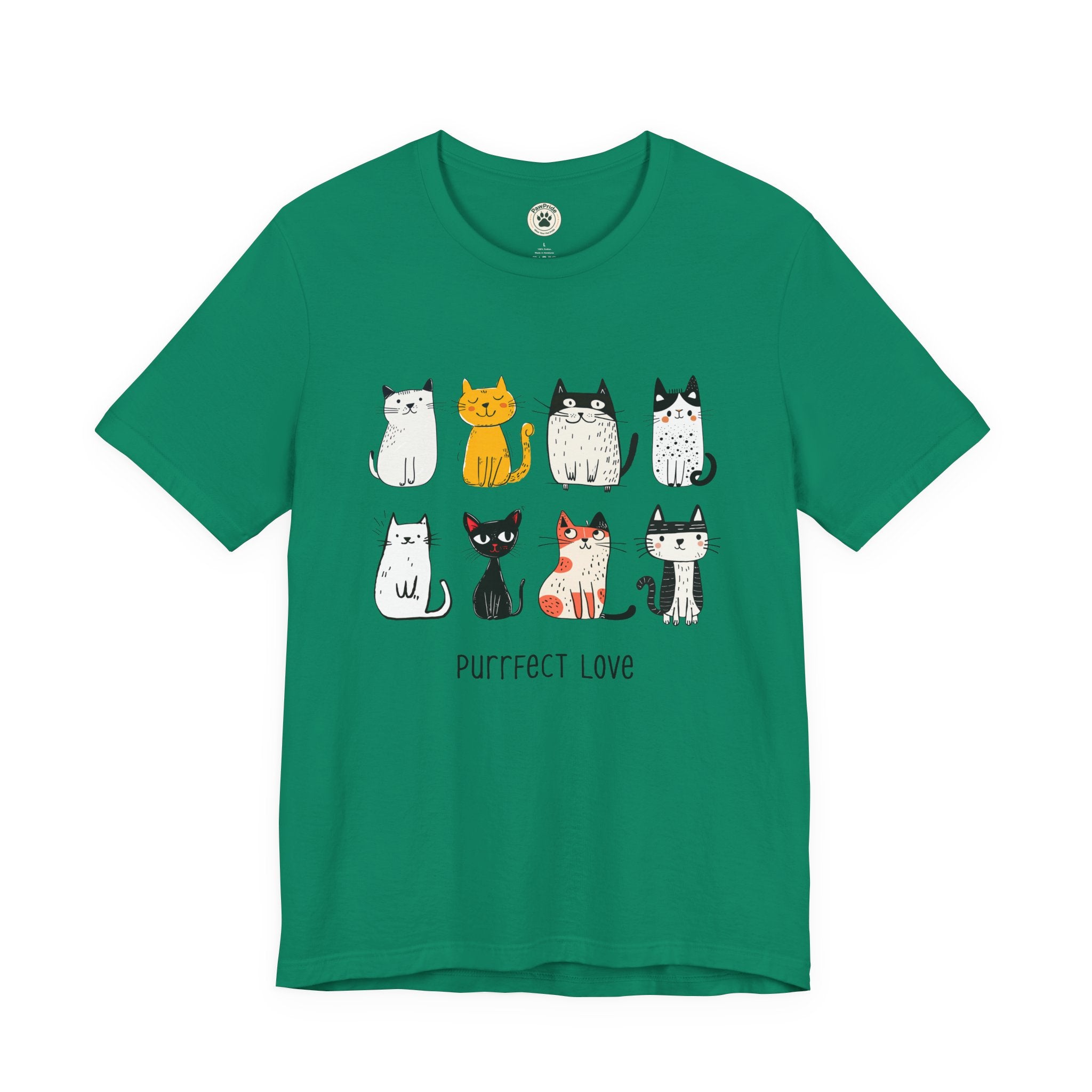 Purrfect Love Cat T-Shirt — Cute Cartoon Cats Tee for Cat Lovers
