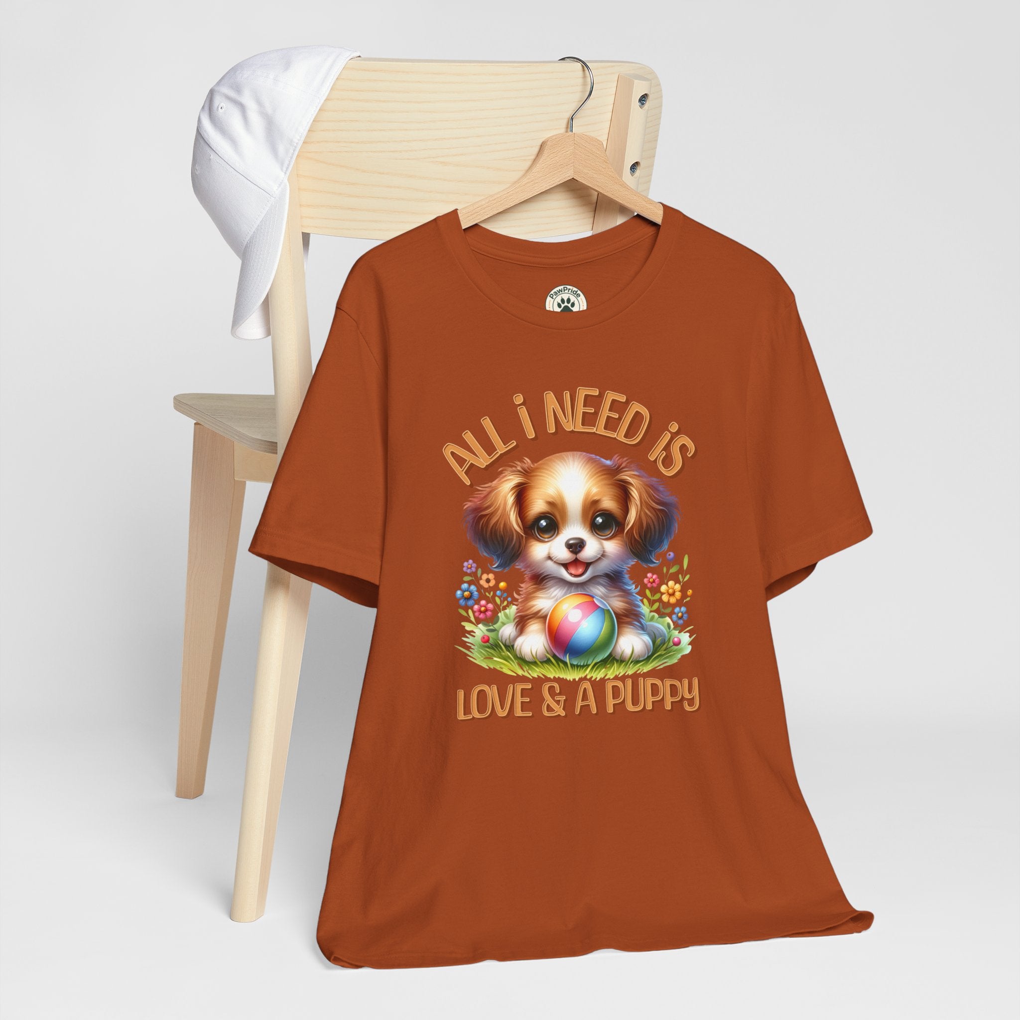 T-Shirt — "All I Need Is Love & a Puppy" Cute Puppy Graphic Tee