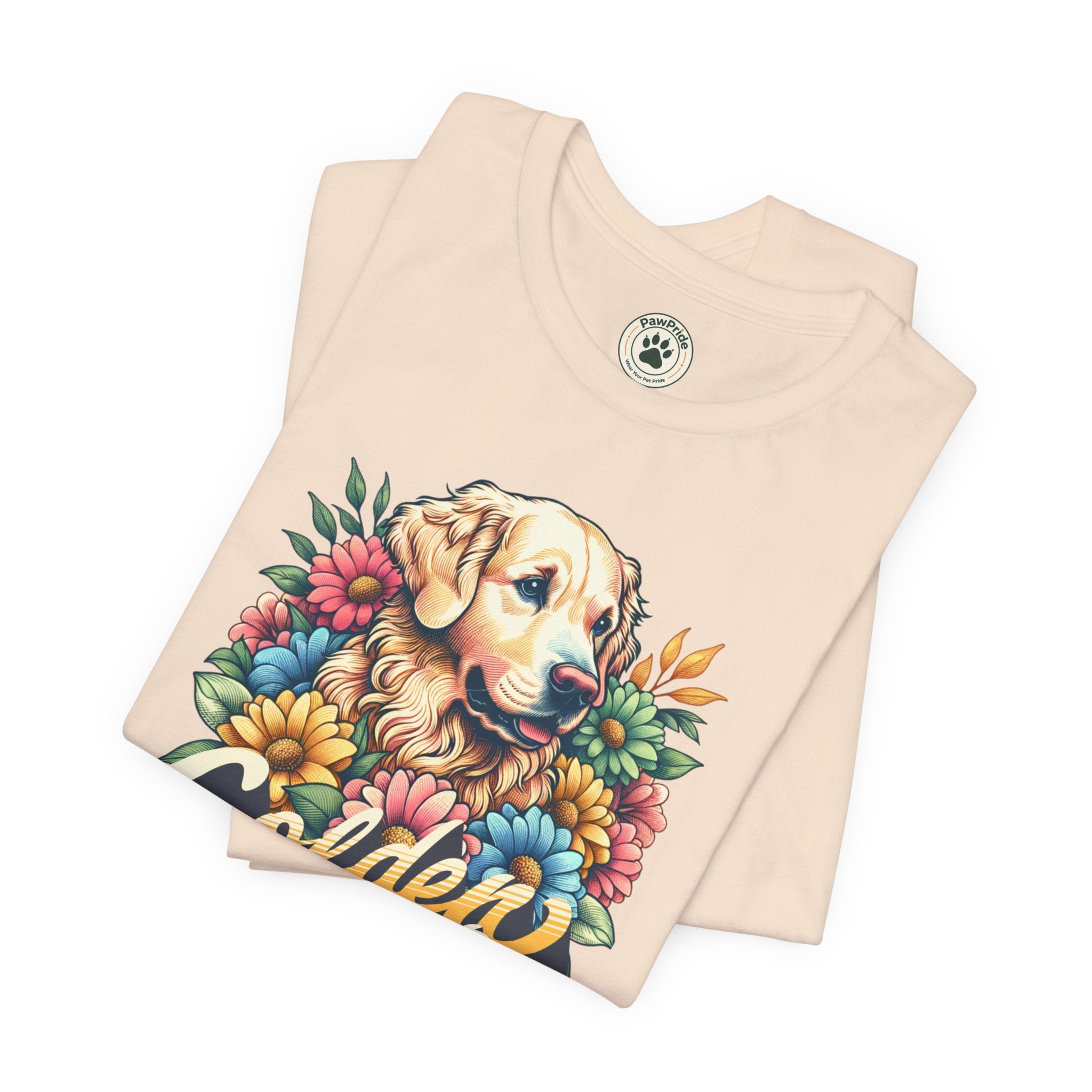 Golden Heart T-Shirt — Retro Floral Golden Retriever Tee