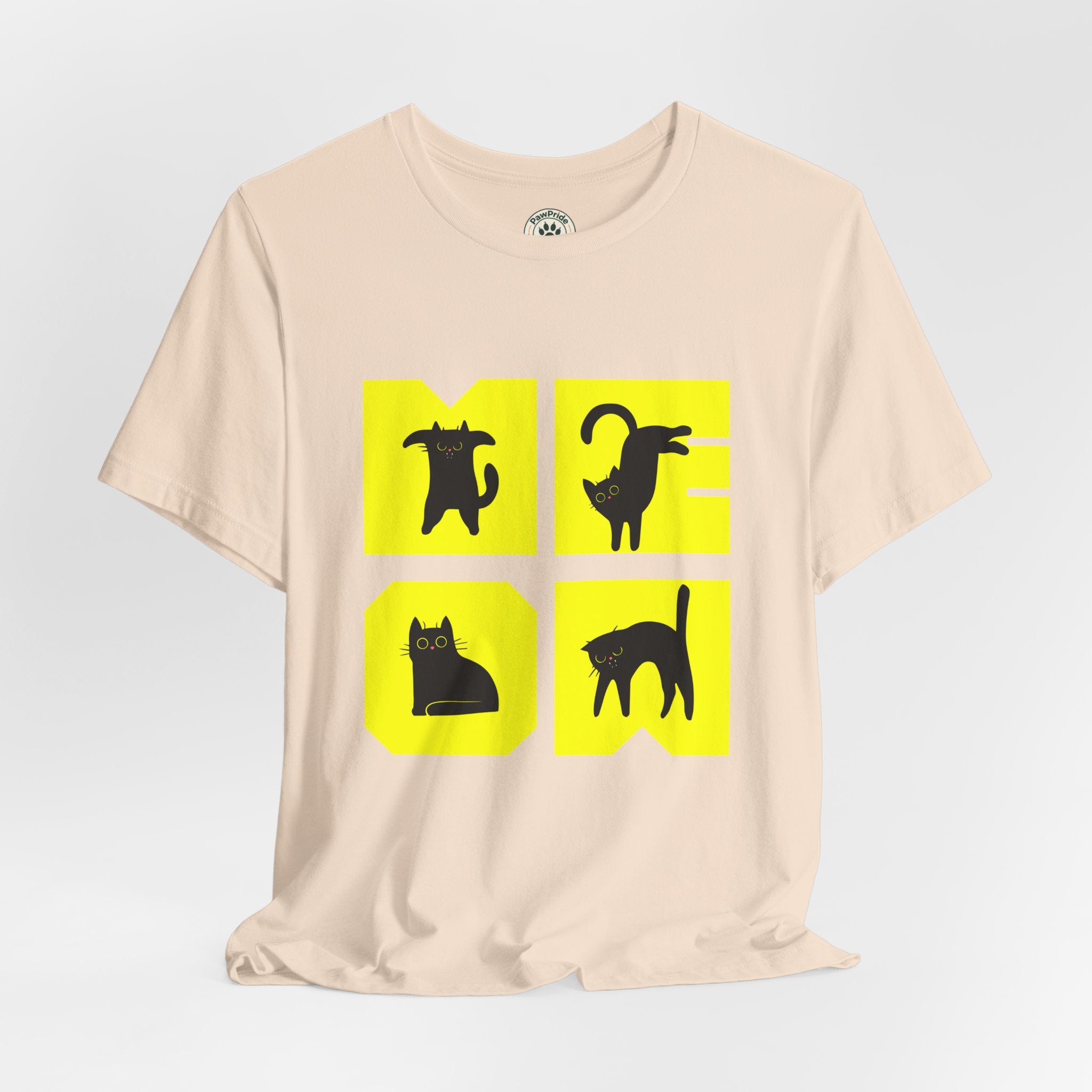 Cat Silhouette Tee — Yellow Block Cats Graphic T-Shirt
