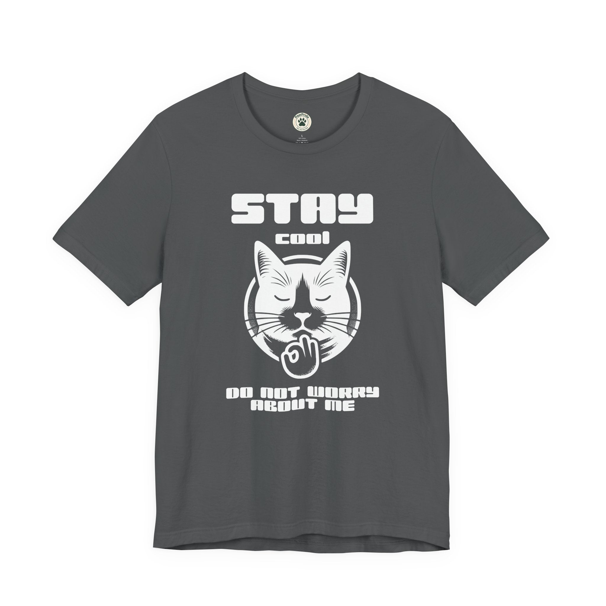 Stay Calm Cat T-Shirt — Cute Grumpy Cat Graphic Tee ("Stay Calm — Do Not Disturb" )