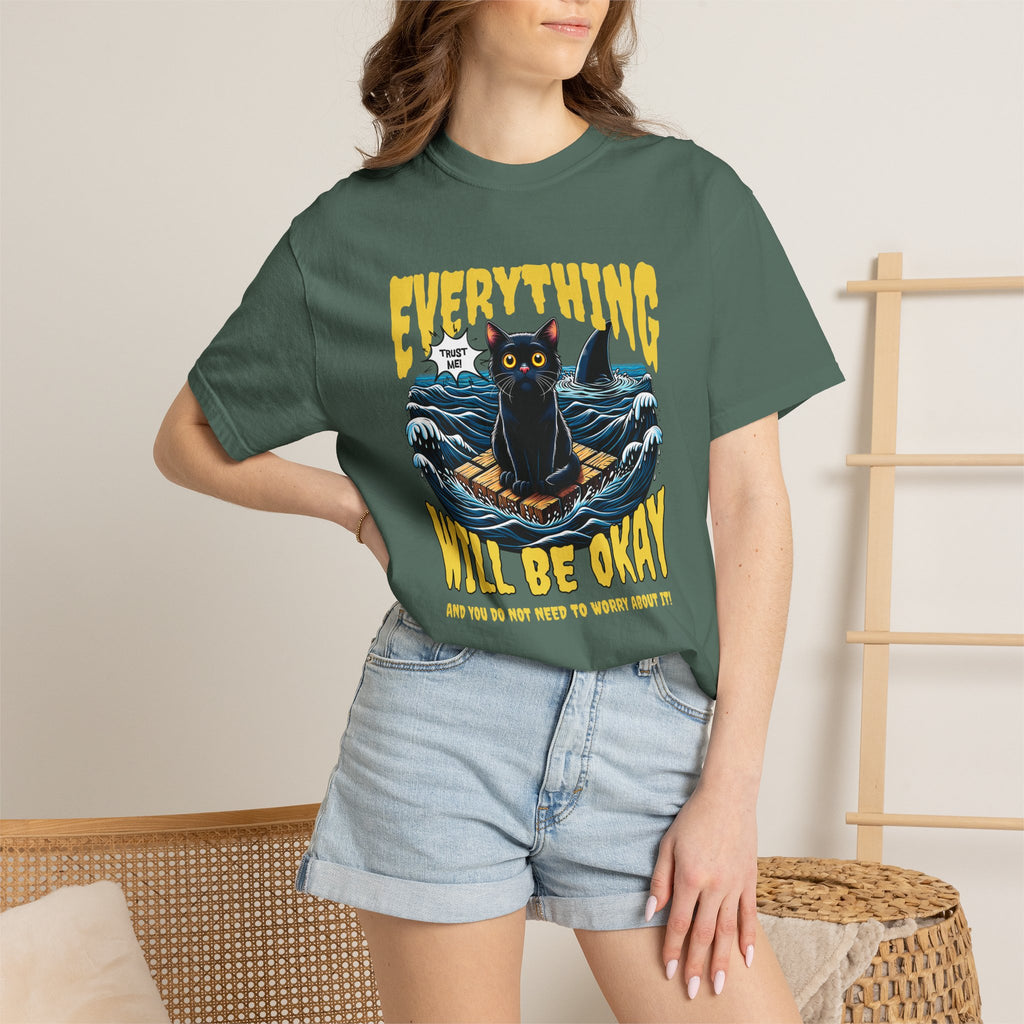 Everything Will Be Okay Cat Tee — Vintage Graphic Comfort Shirt