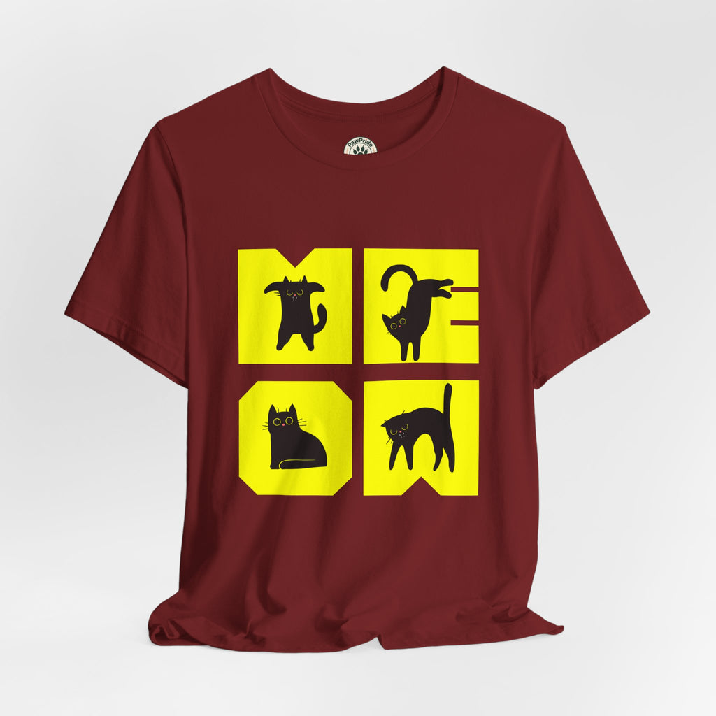 Cat Silhouette Tee — Yellow Block Cats Graphic T-Shirt