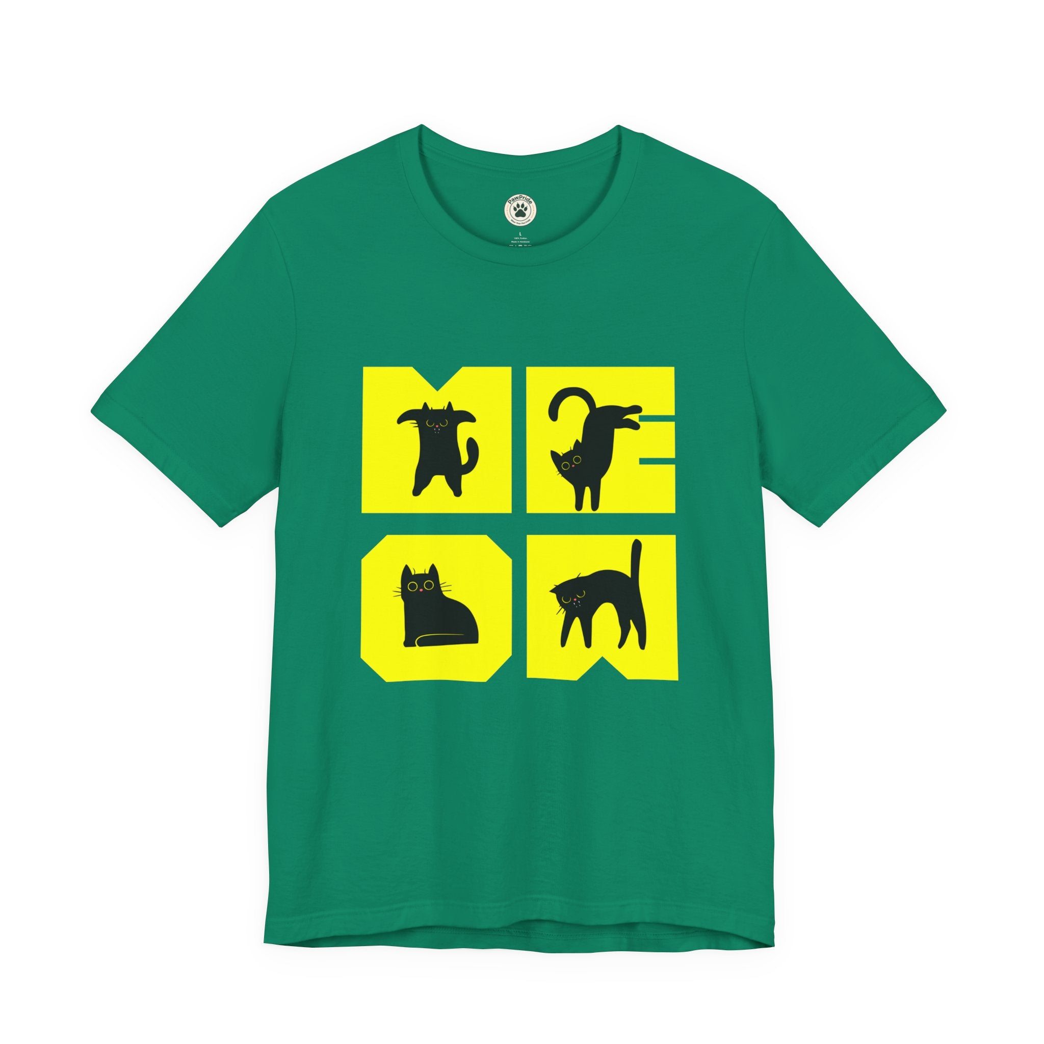 Cat Silhouette Tee — Yellow Block Cats Graphic T-Shirt