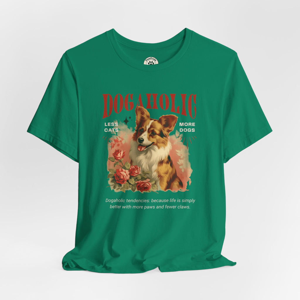 Dogaholic Graphic Tee — Vintage Floral Dog Lover T-Shirt