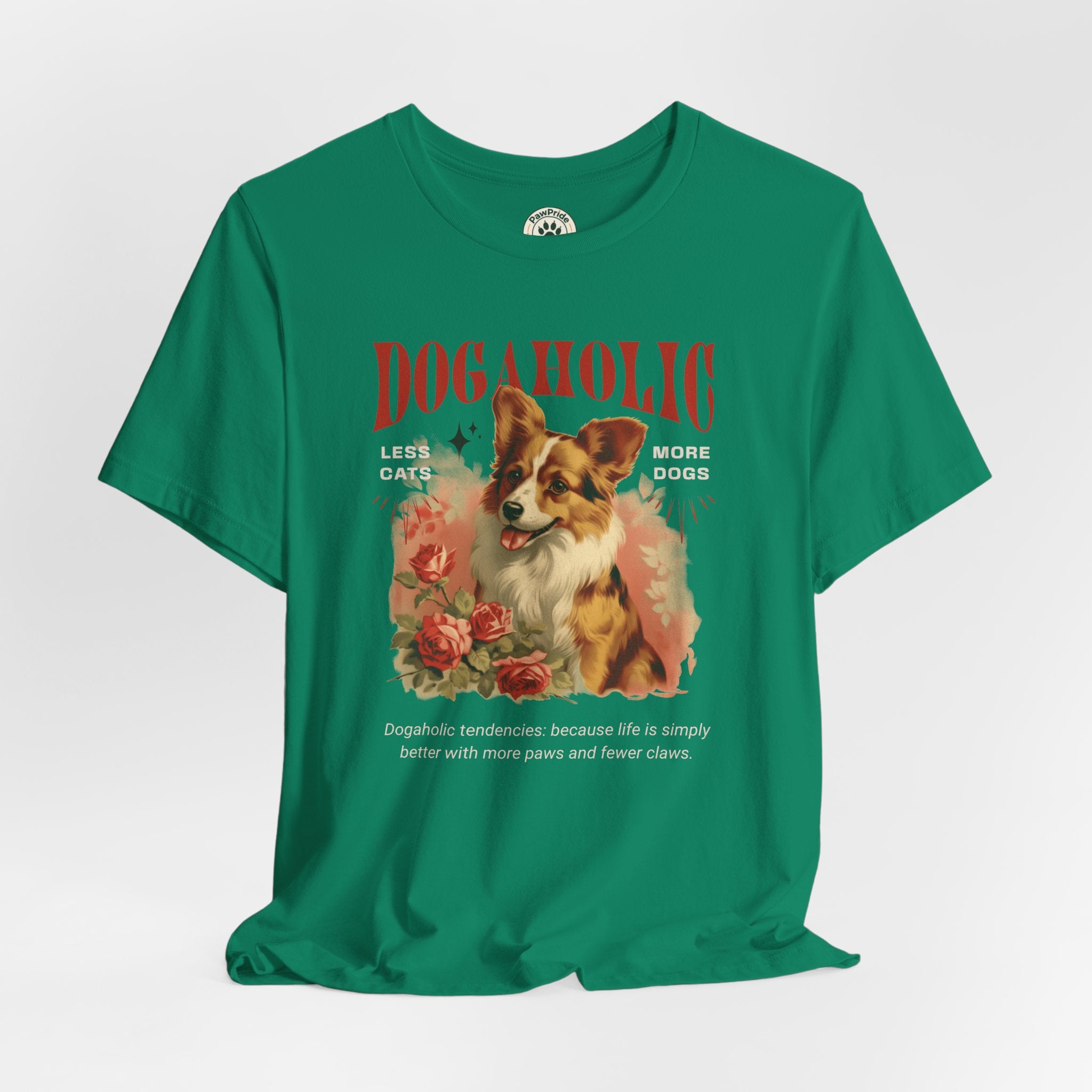 Dogaholic Graphic Tee — Vintage Floral Dog Lover T-Shirt