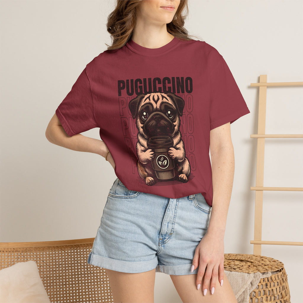 Puguccino Puppy T‑Shirt — Cute Pug Coffee Dog Graphic Tee