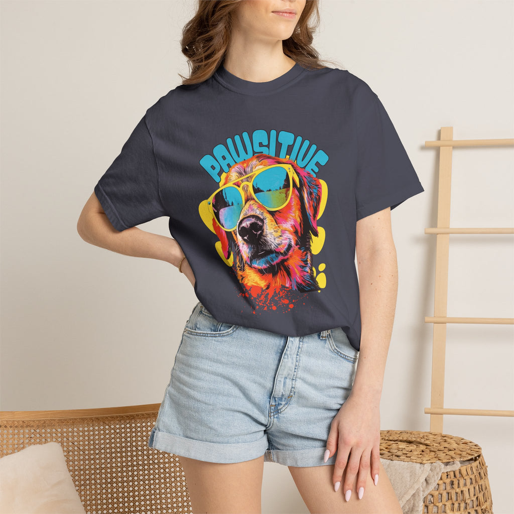 Pawsitive Dog Graphic T-Shirt — Retro Sunglasses Puppy Tee