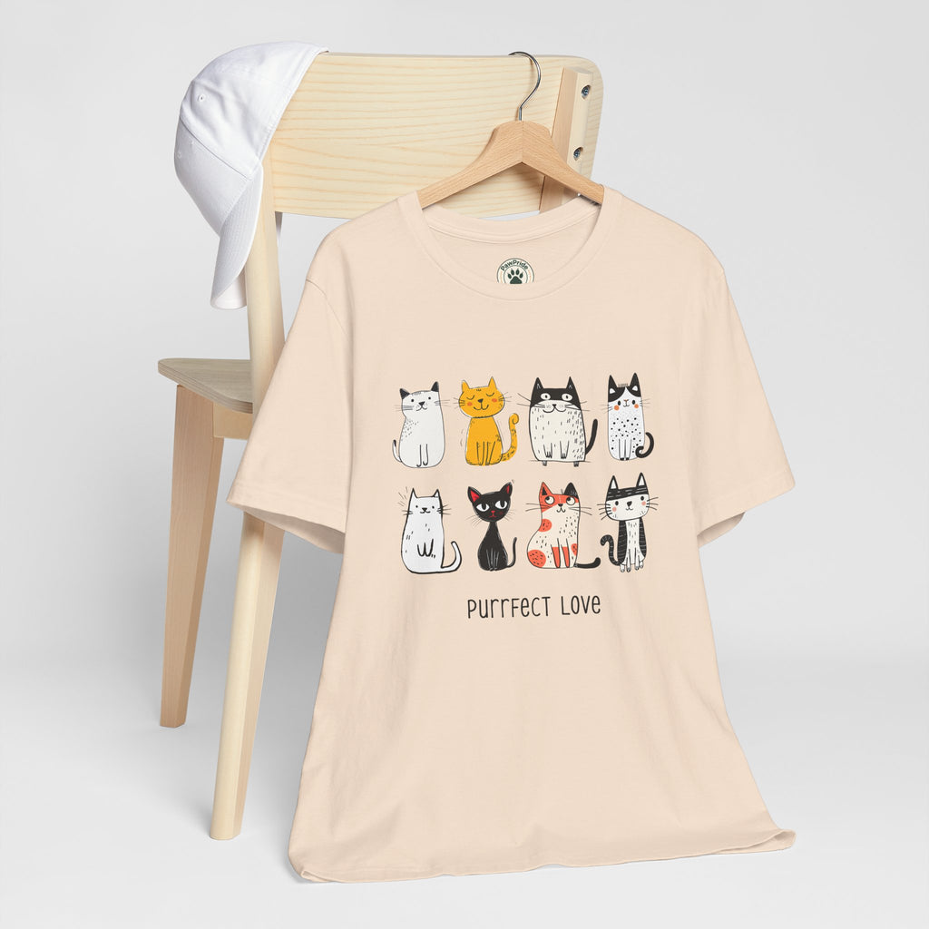 Purrfect Love Cat T-Shirt — Cute Cartoon Cats Tee for Cat Lovers