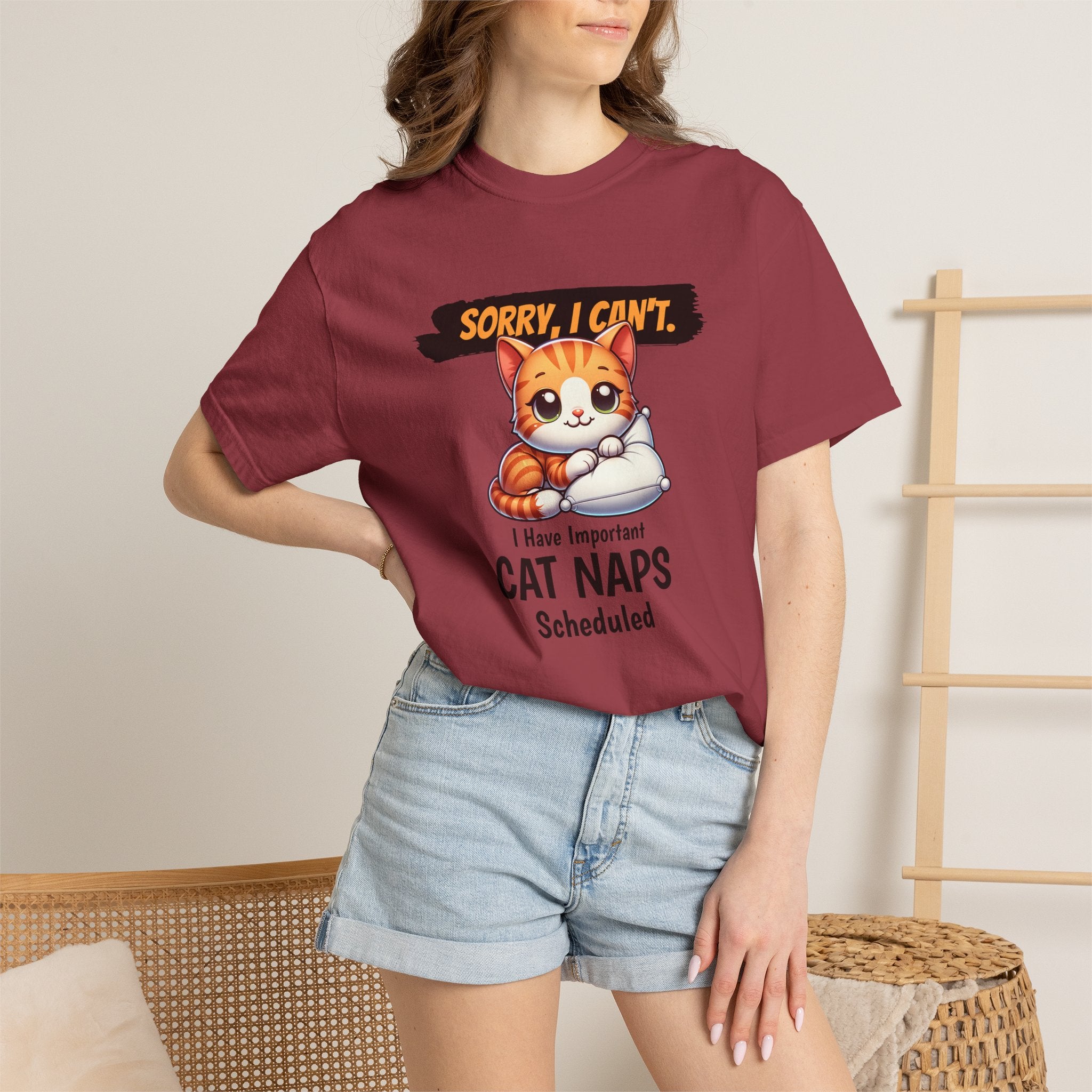 Cat Naps Scheduled T-Shirt — "Sorry, I Can't" Cute Cat Nap Graphic Tee