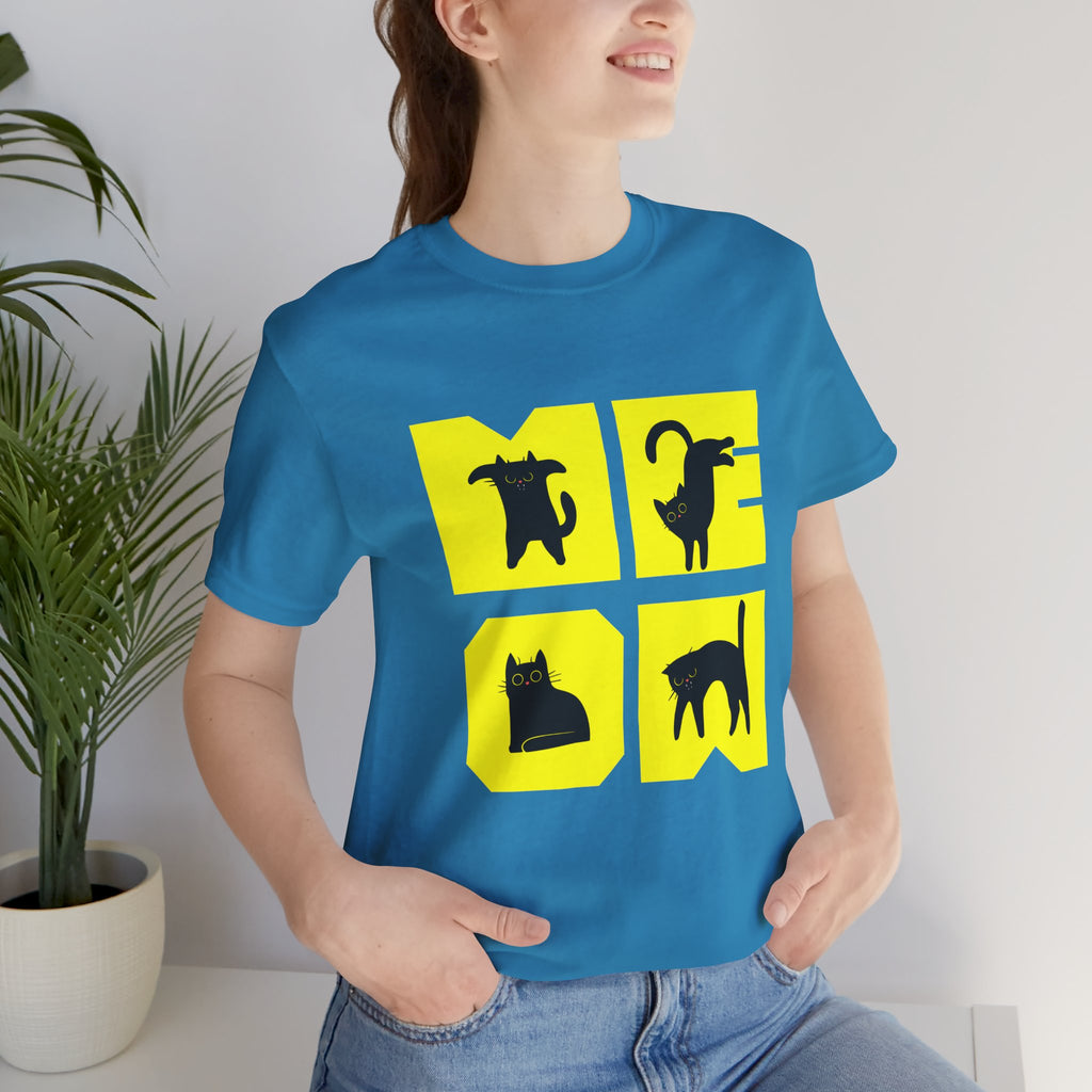 Cat Silhouette Tee — Yellow Block Cats Graphic T-Shirt