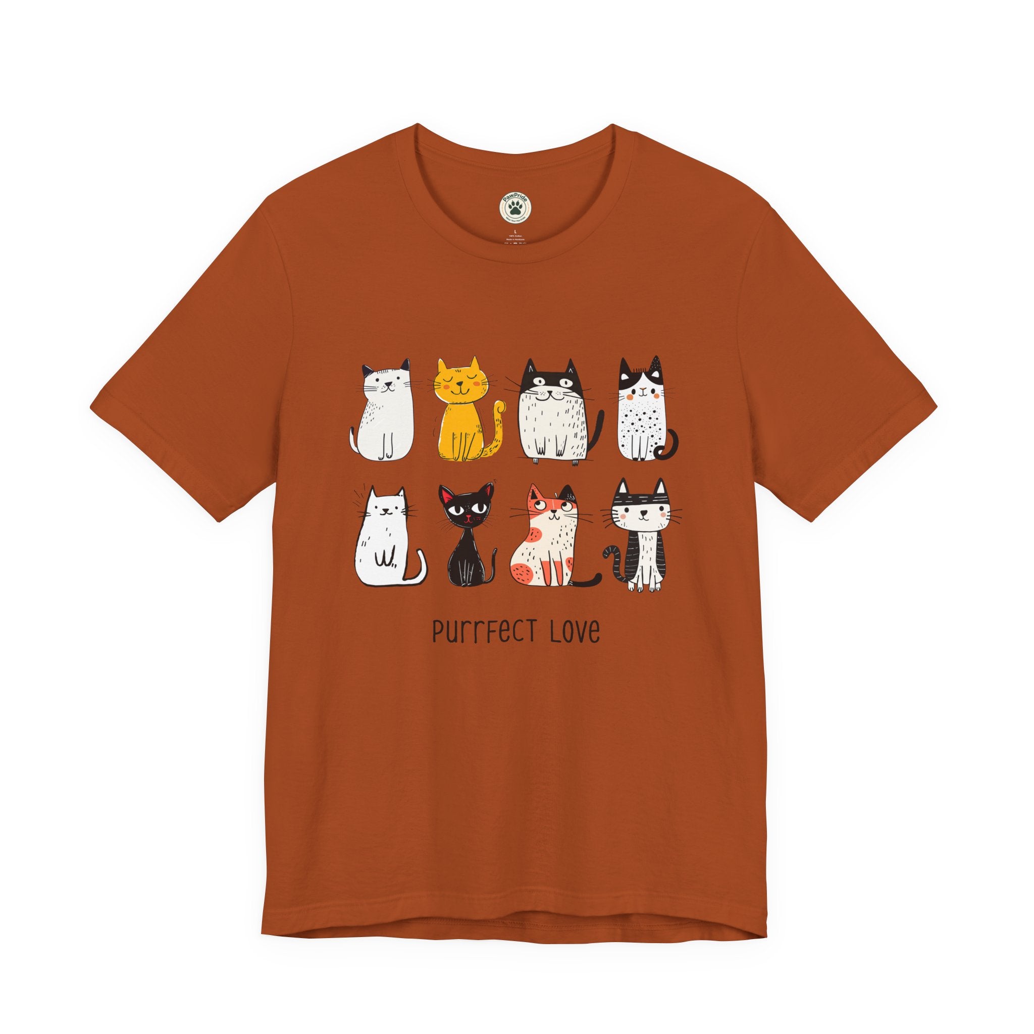 Purrfect Love Cat T-Shirt — Cute Cartoon Cats Tee for Cat Lovers