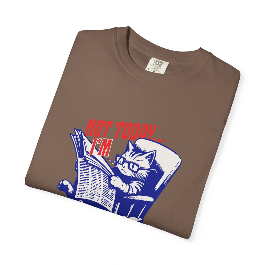 Cat Reading T-Shirt — "Not Today... I'm Busy Right Now" Vintage Graphic Tee