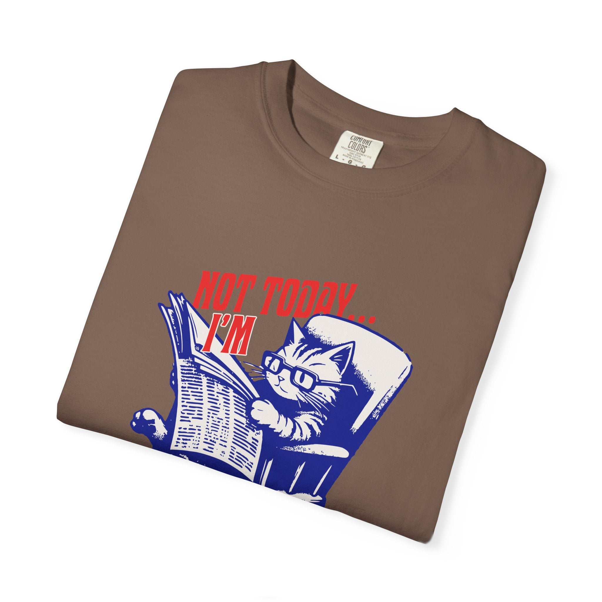 Cat Reading T-Shirt — "Not Today... I'm Busy Right Now" Vintage Graphic Tee