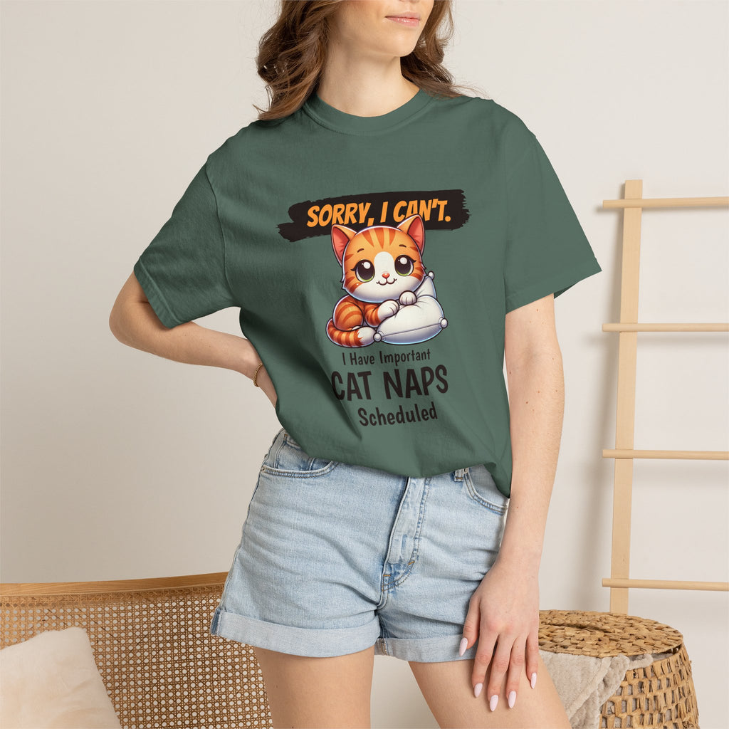 Cat Naps Scheduled T-Shirt — "Sorry, I Can't" Cute Cat Nap Graphic Tee