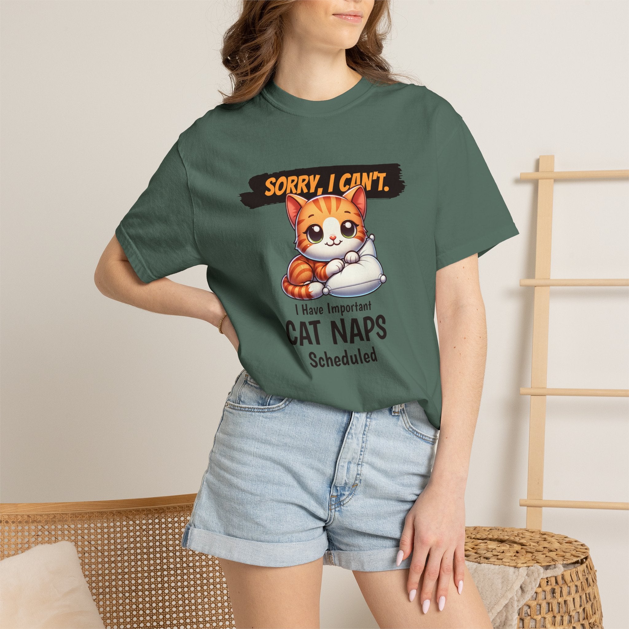Cat Naps Scheduled T-Shirt — "Sorry, I Can't" Cute Cat Nap Graphic Tee