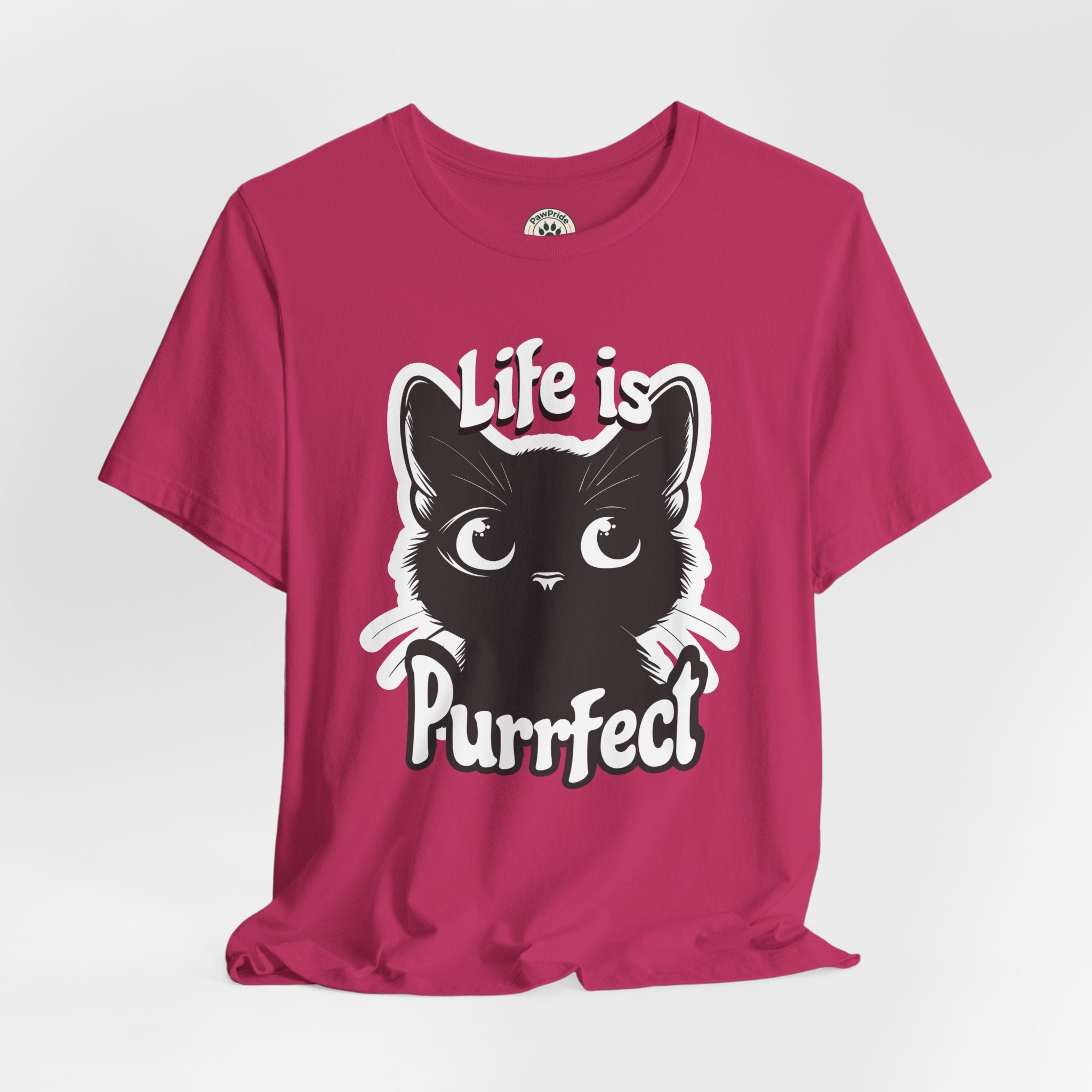 Life Is Purrfect Cat T-Shirt — Cute Black Kitten Graphic Tee for Cat Lovers