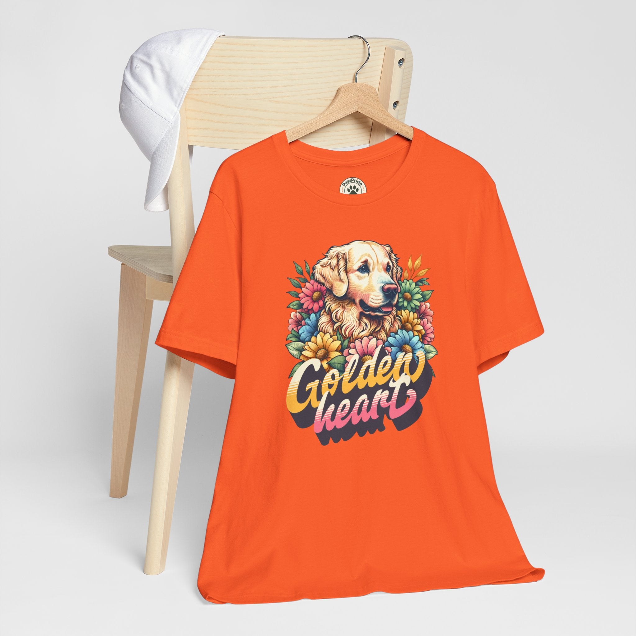 Golden Heart T-Shirt — Retro Floral Golden Retriever Tee