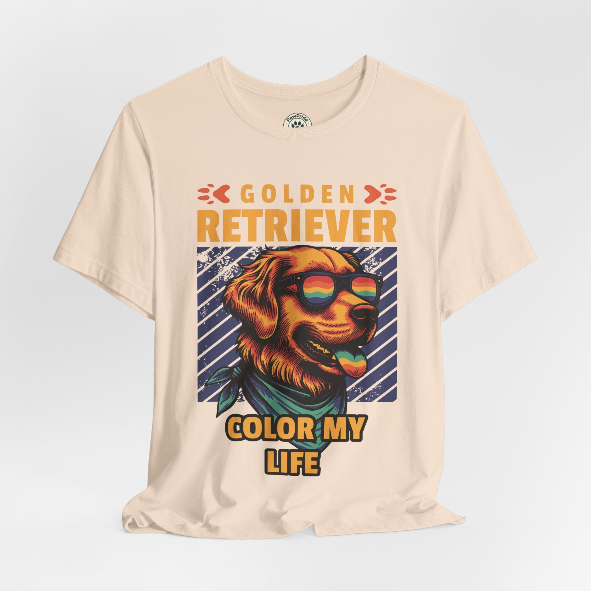 Golden Retriever T‑Shirt — 'Color My Life' Retro Dog Graphic Tee