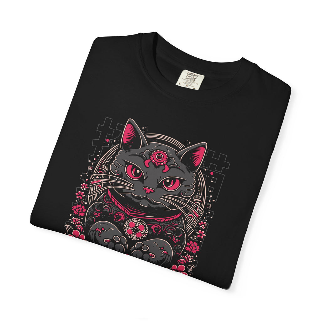 Lucky Cat Graphic T-Shirt — Gothic Maneki Neko Tee